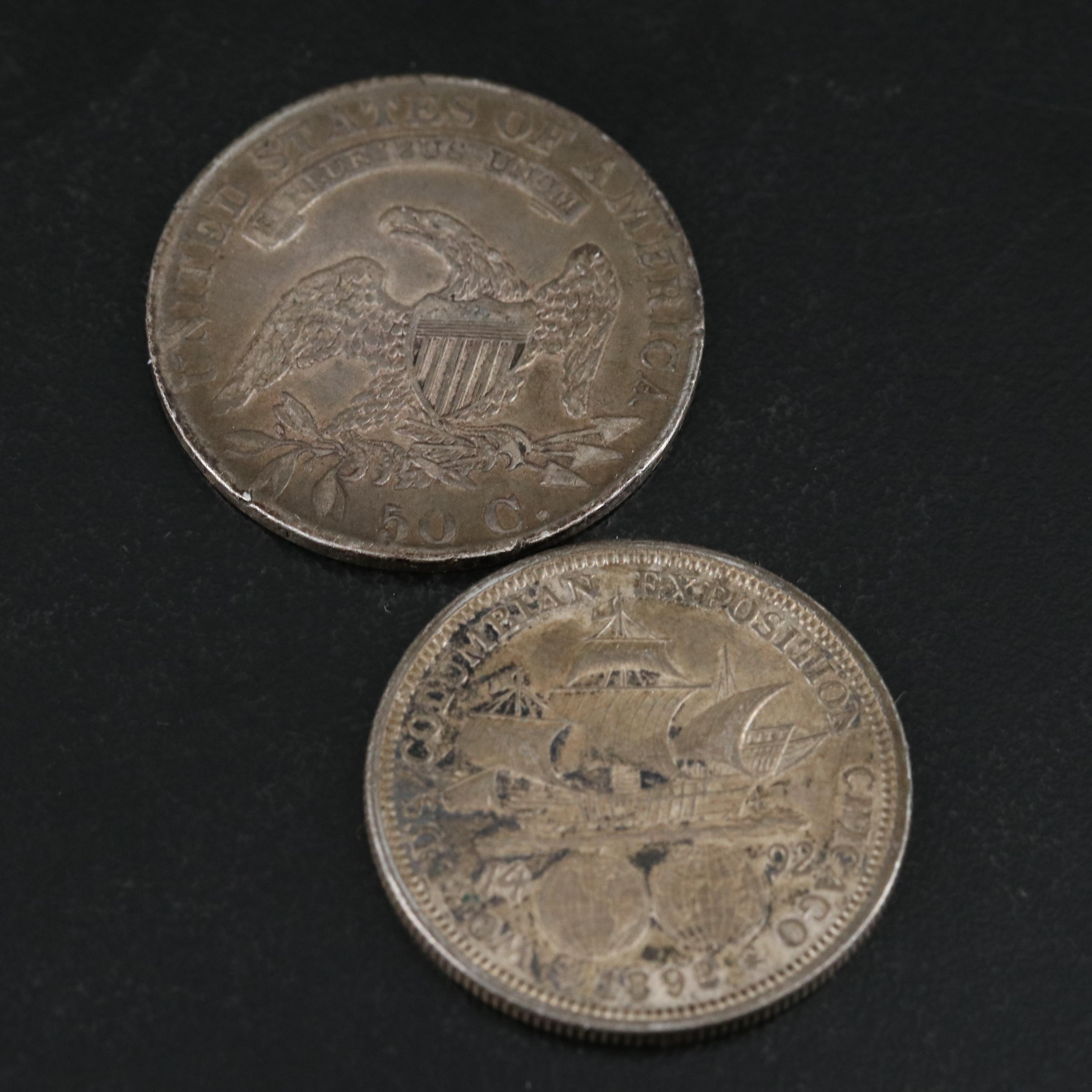 1832 Capped Bust Half Dollar and Three Other U.S. Coins