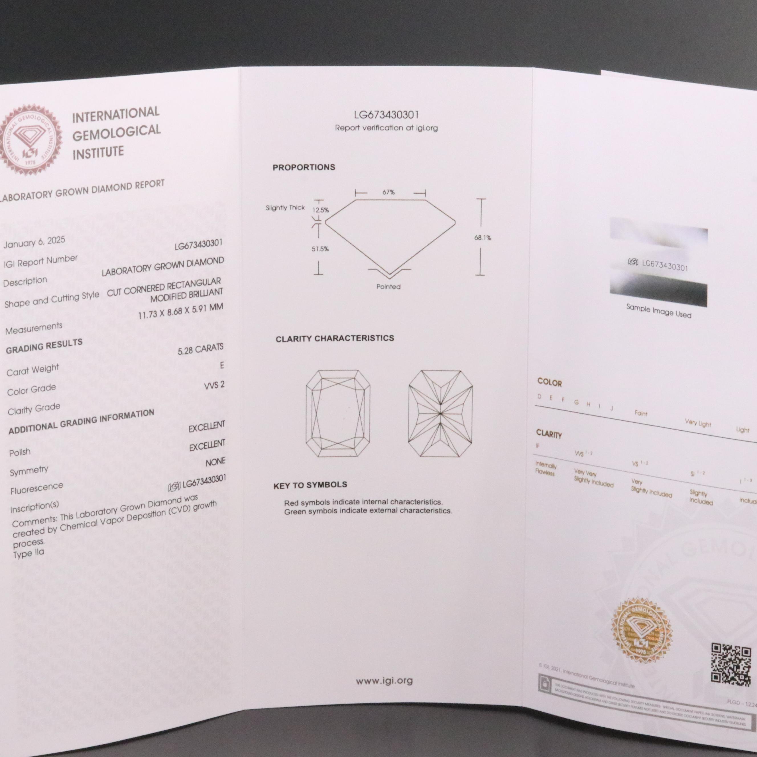 Platinum 6.35 CTW Lab Grown Diamond Ring with IGI Report