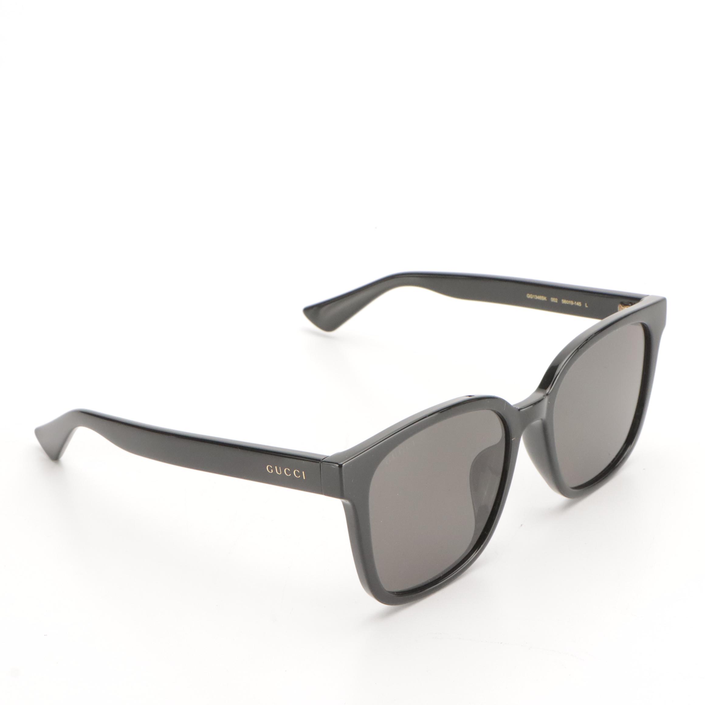 Gucci GG1346SK 002 Polarized Black Frame Square Sunglasses With Case