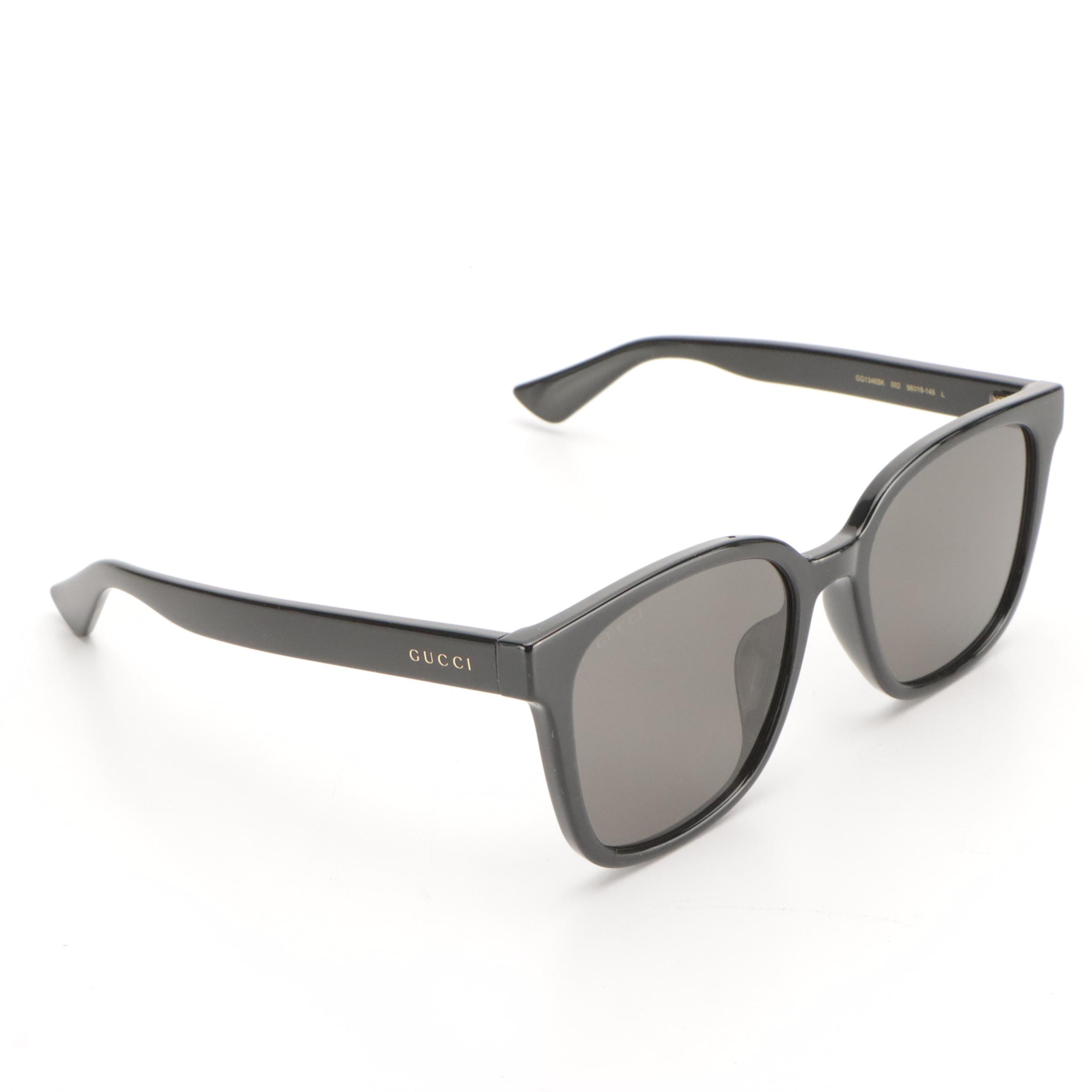 Gucci GG1346SK 002 Polarized Black Frame Square Sunglasses With Case