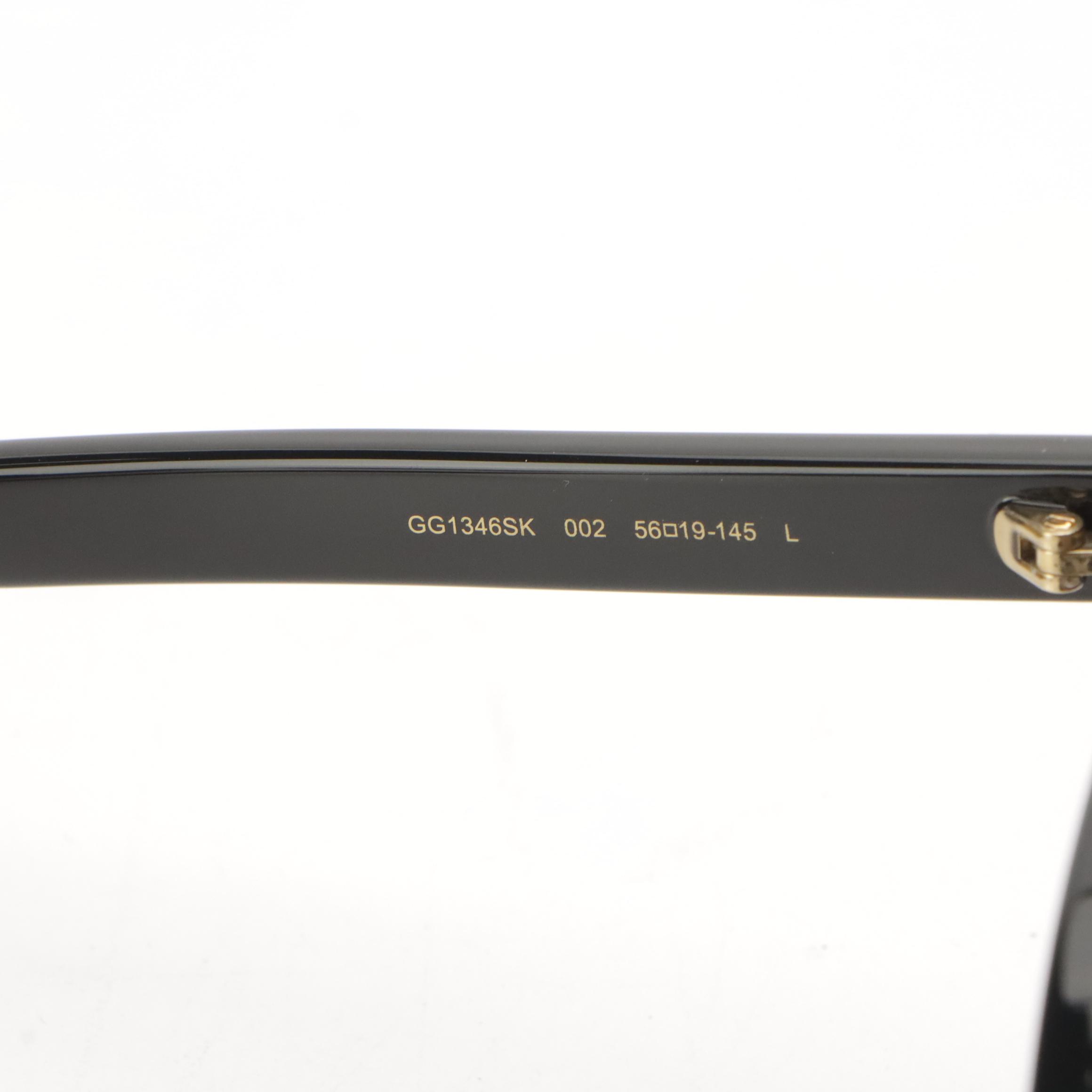 Gucci GG1346SK 002 Polarized Black Frame Square Sunglasses With Case