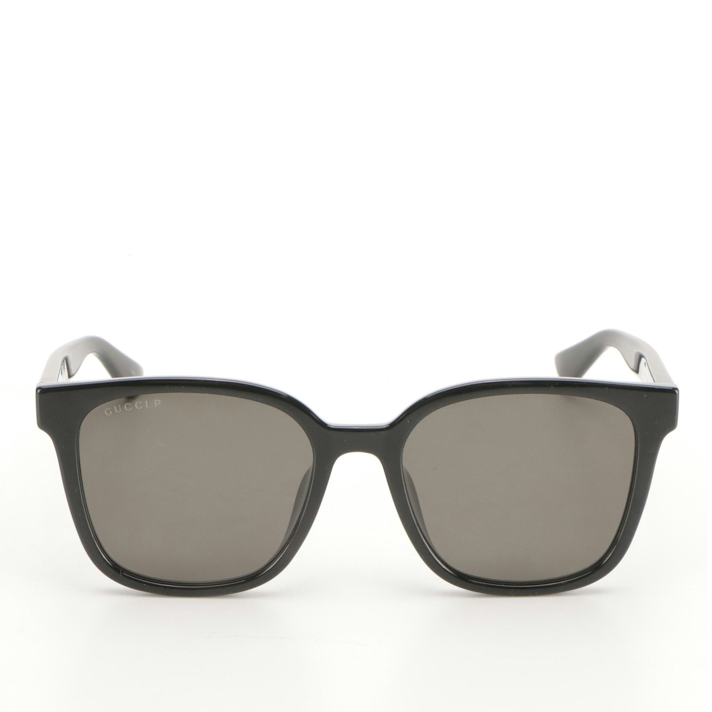 Gucci GG1346SK 002 Polarized Black Frame Square Sunglasses With Case