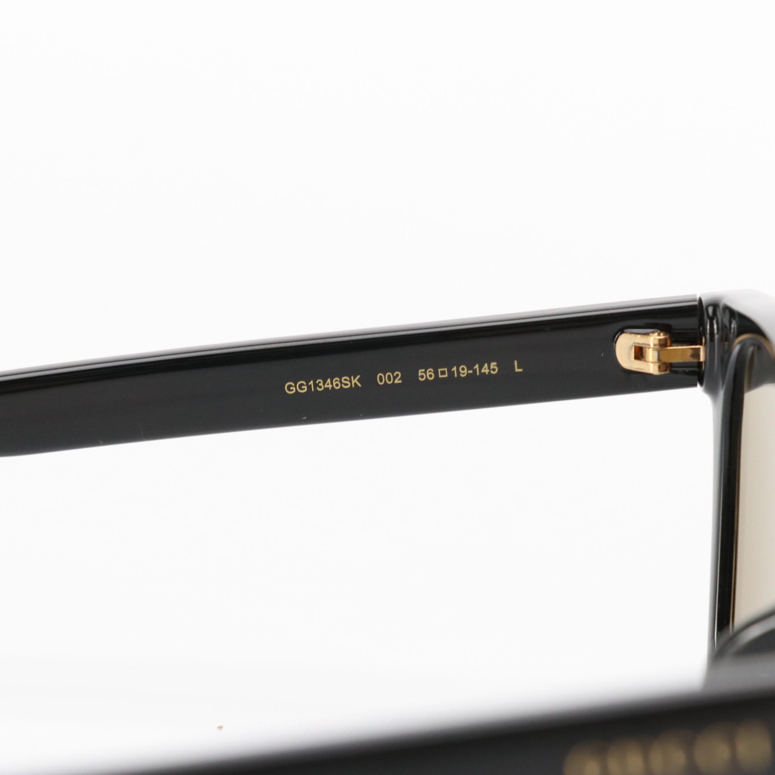 Gucci GG1346SK 002 Polarized Black Frame Square Sunglasses With Case