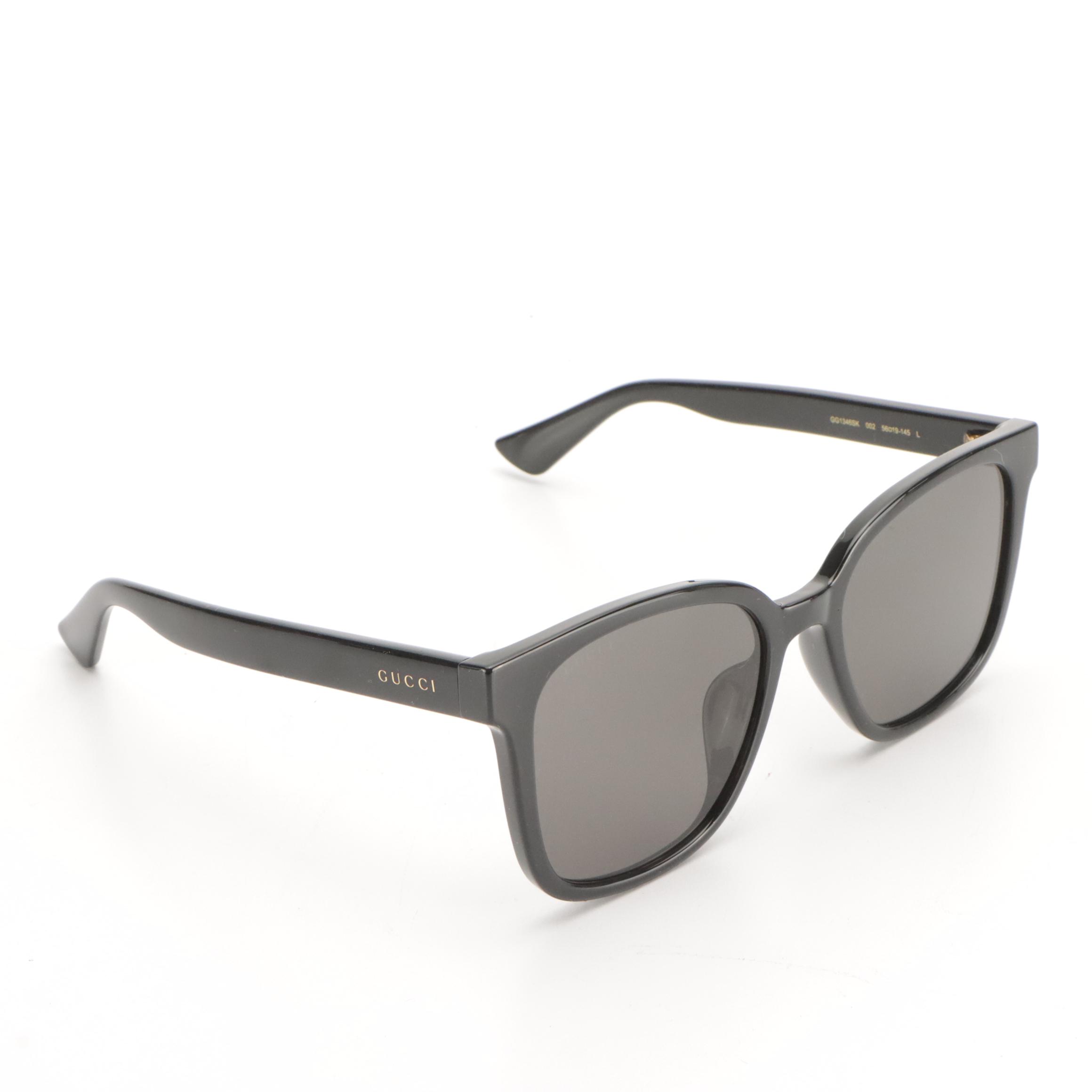 Gucci GG1346SK 002 Polarized Black Frame Square Sunglasses With Case