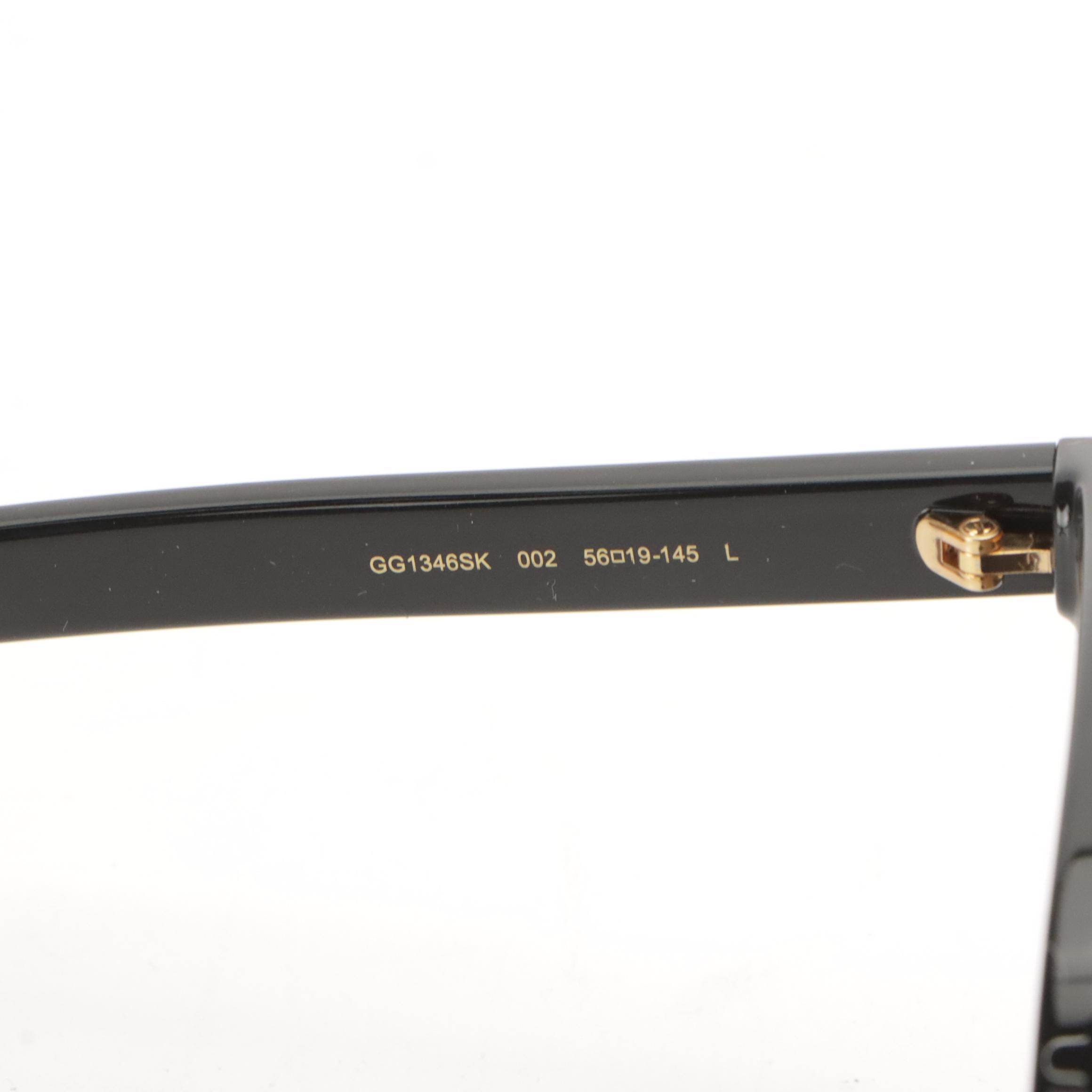 Gucci GG1346SK 002 Polarized Black Frame Square Sunglasses With Case