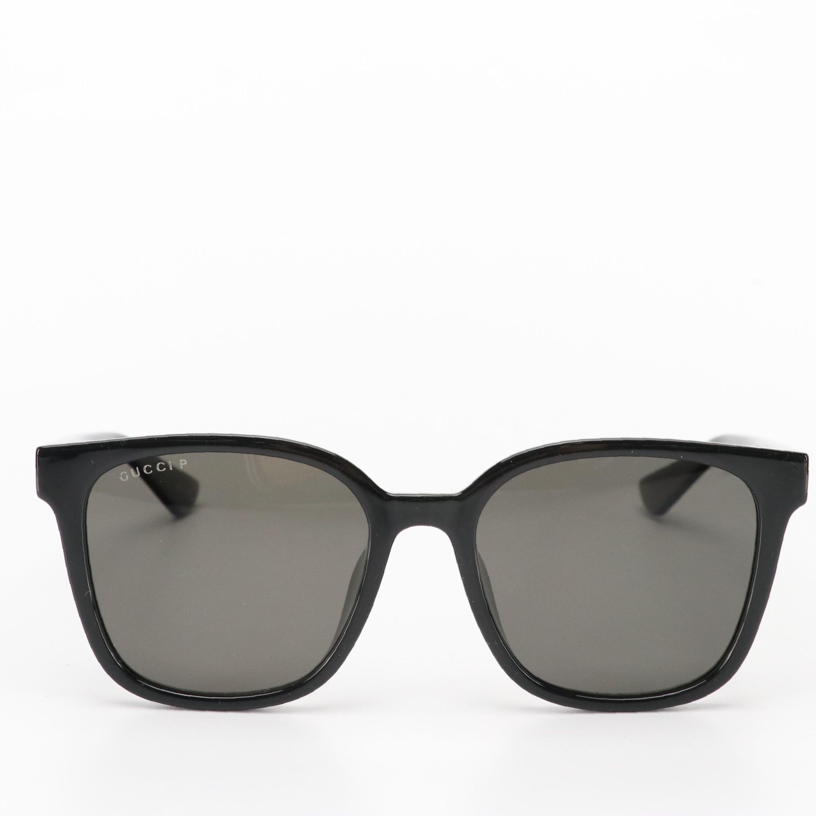 Gucci GG1346SK 002 Polarized Black Frame Square Sunglasses With Case