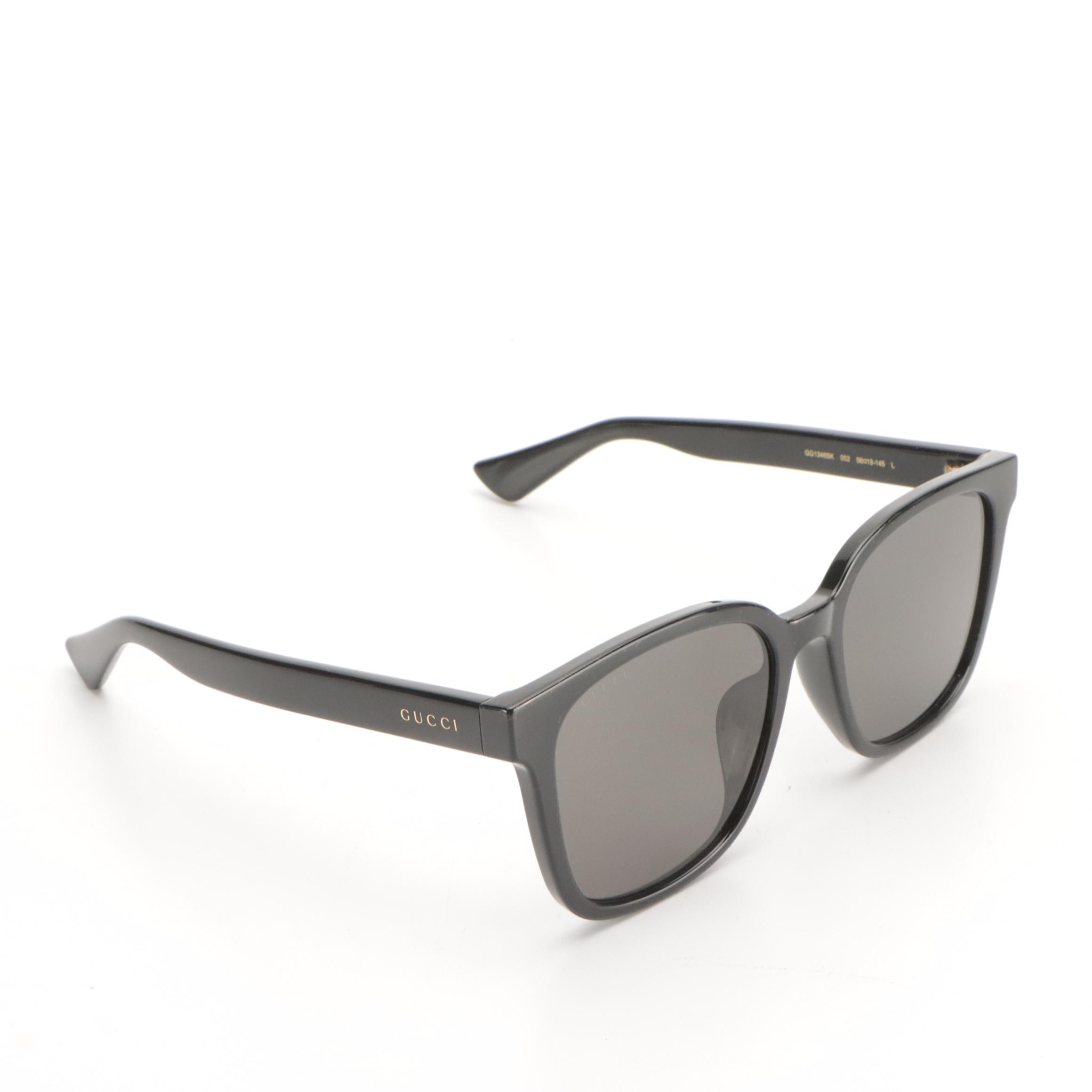 Gucci GG1346SK 002 Polarized Black Frame Square Sunglasses With Case