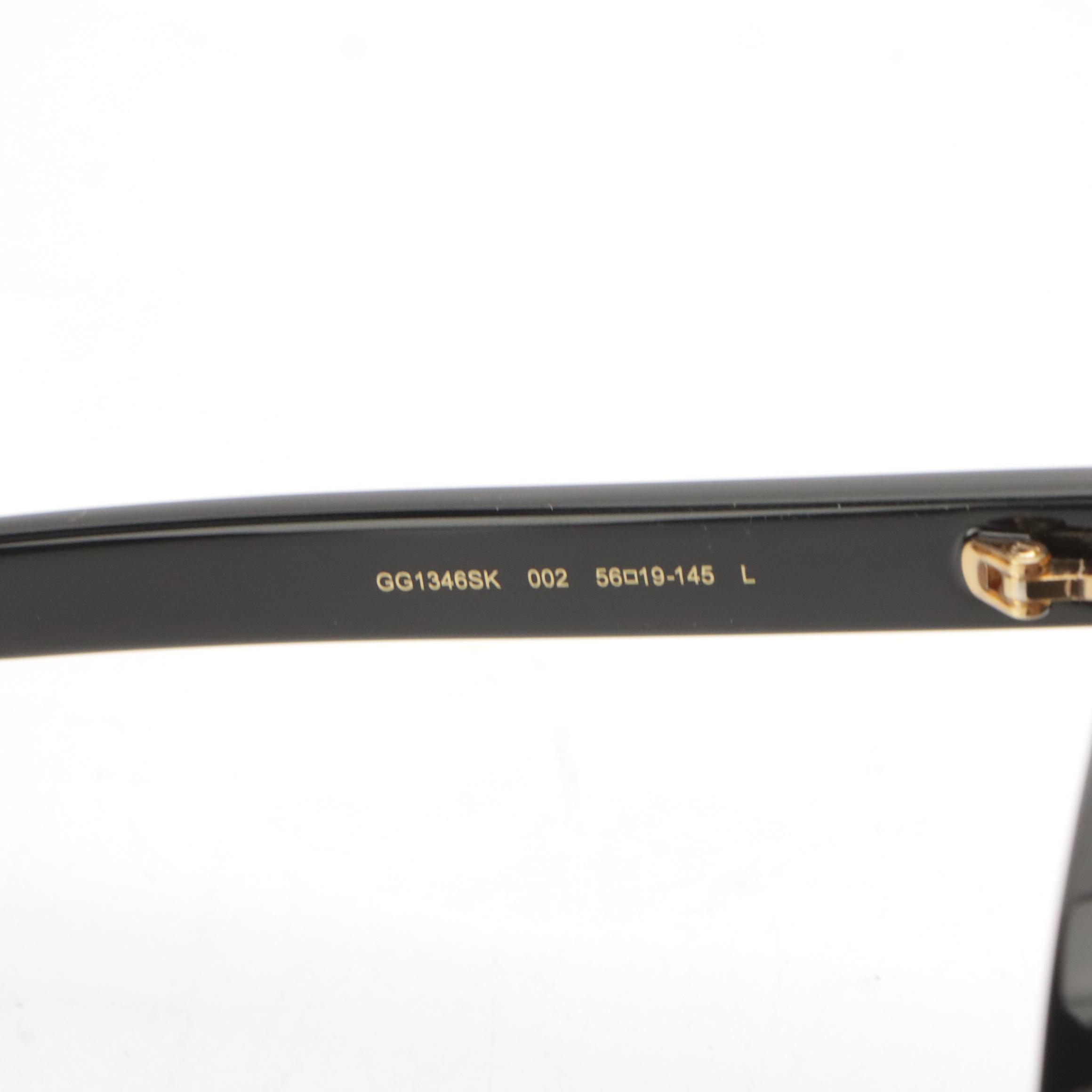Gucci GG1346SK 002 Polarized Black Frame Square Sunglasses With Case