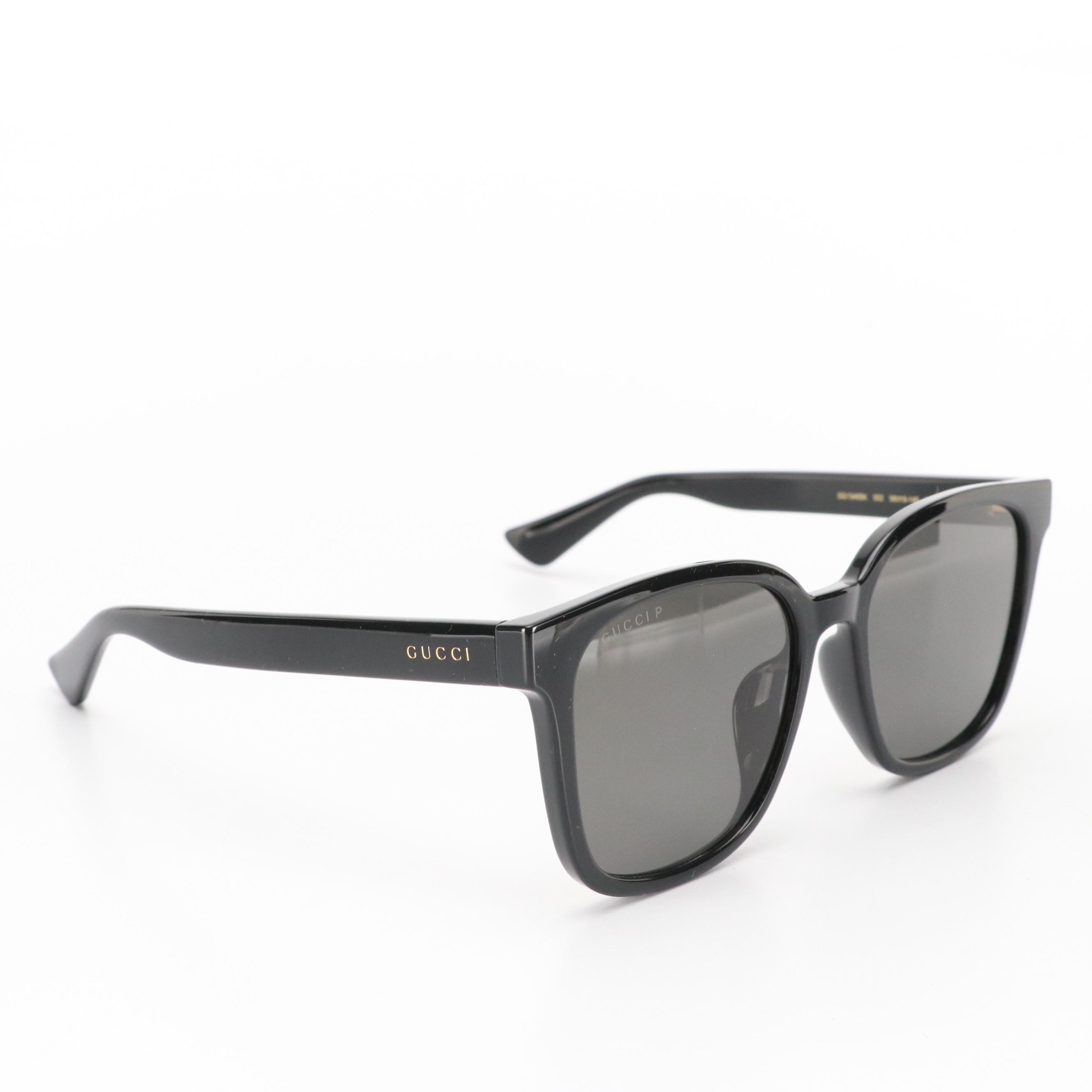 Gucci GG1346SK 002 Polarized Black Frame Square Sunglasses With Case