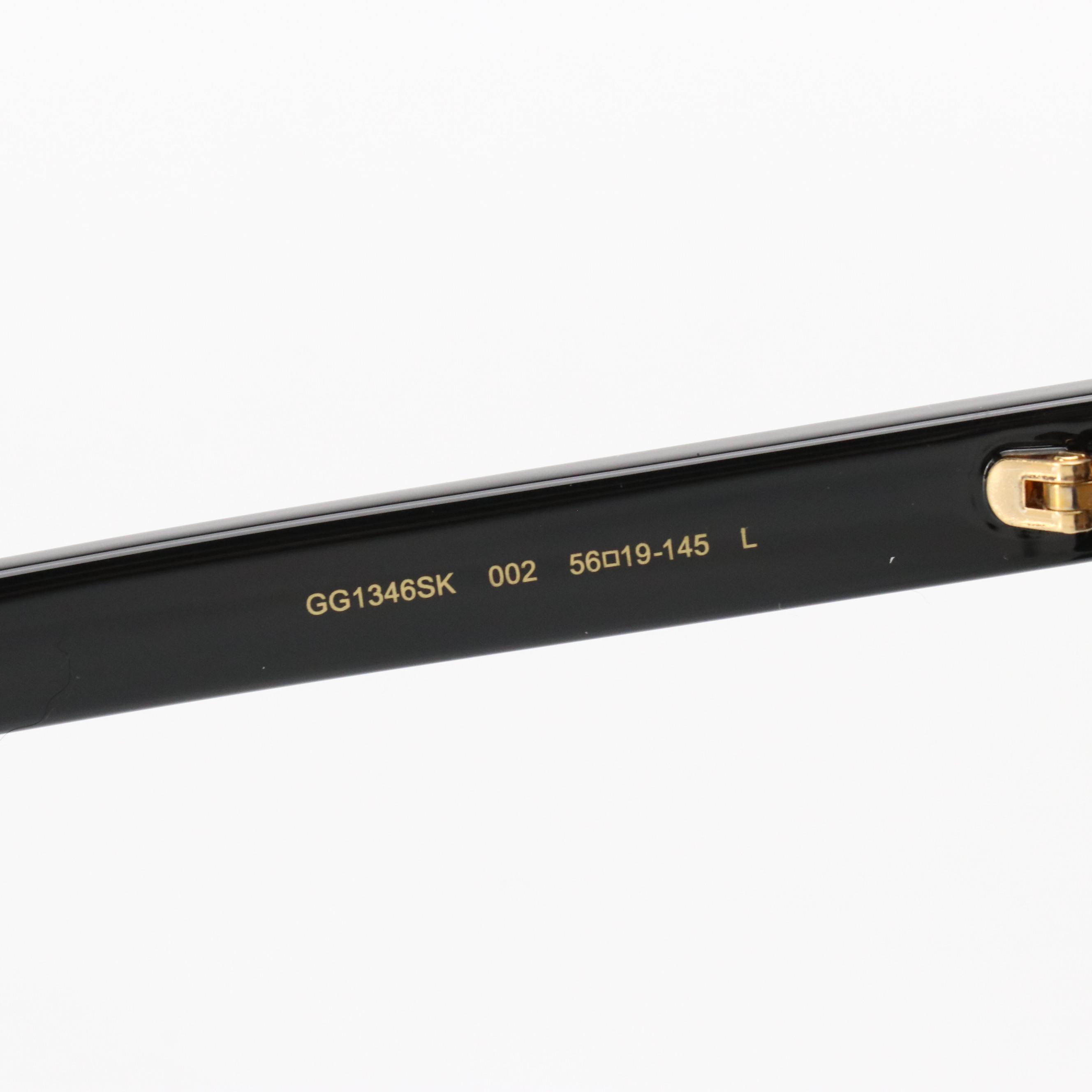 Gucci GG1346SK 002 Polarized Black Frame Square Sunglasses With Case