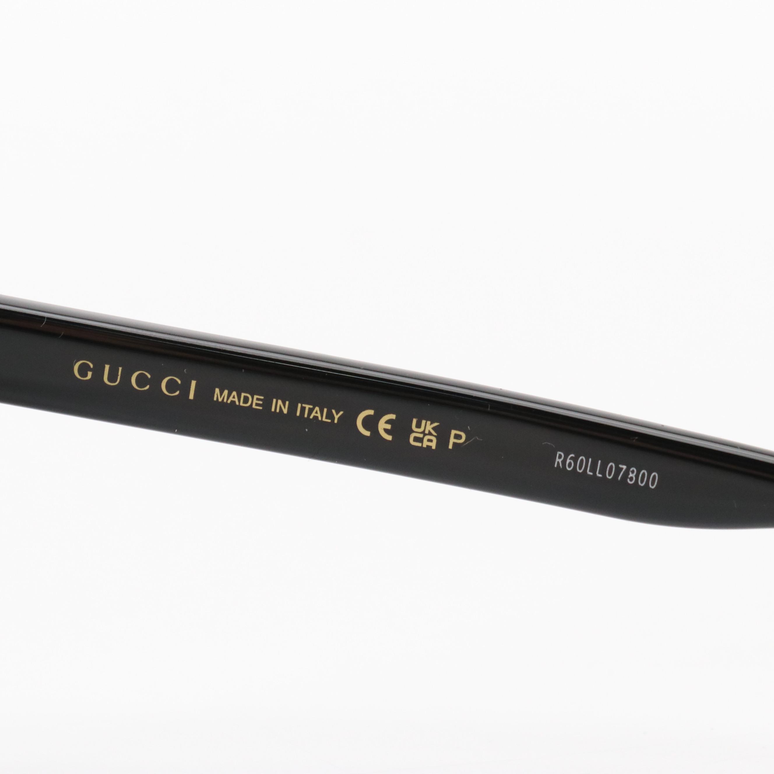 Gucci GG1346SK 002 Polarized Black Frame Square Sunglasses With Case