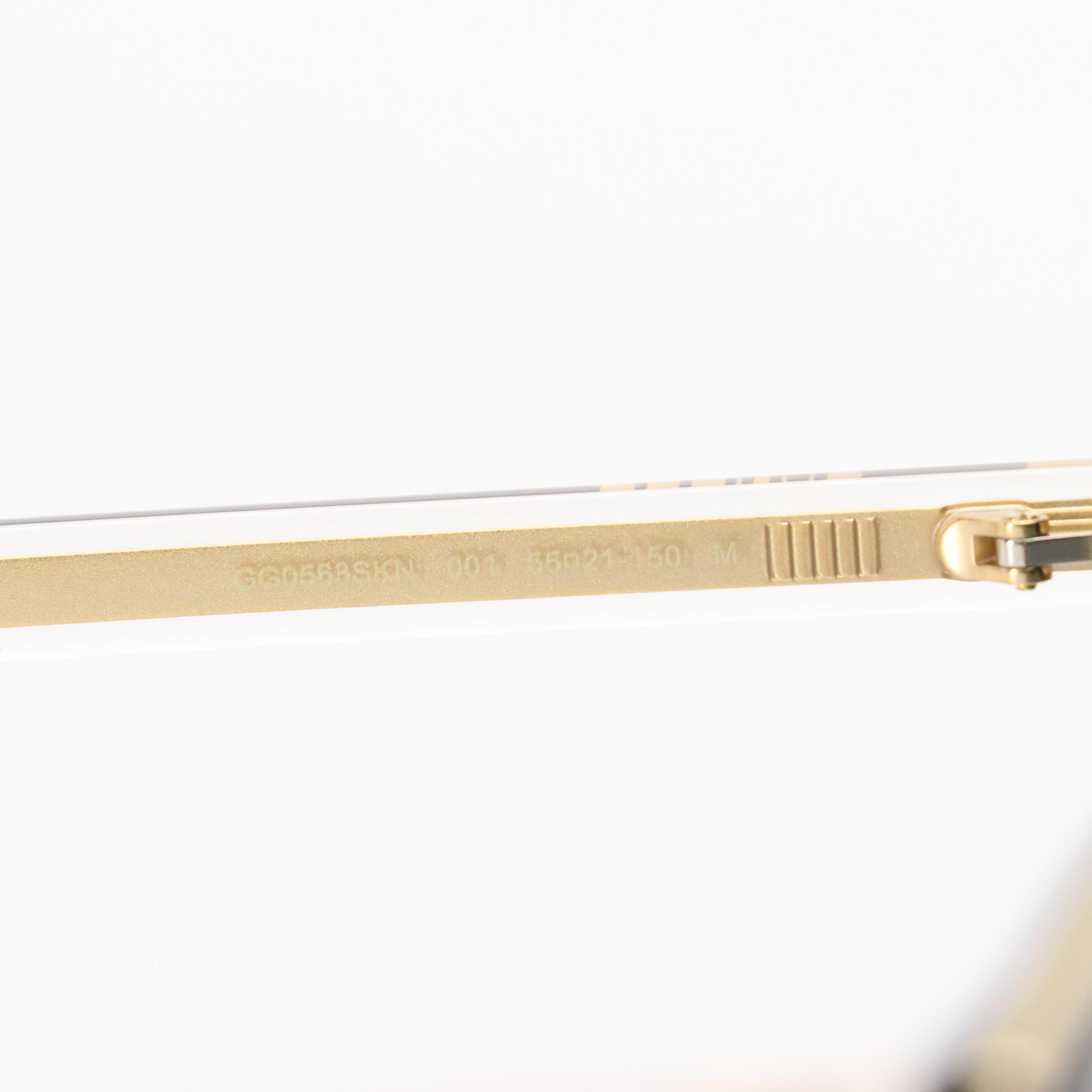 Gucci GG0563SKN 001 Black/Crystal/Grey Square Sunglasses in Case