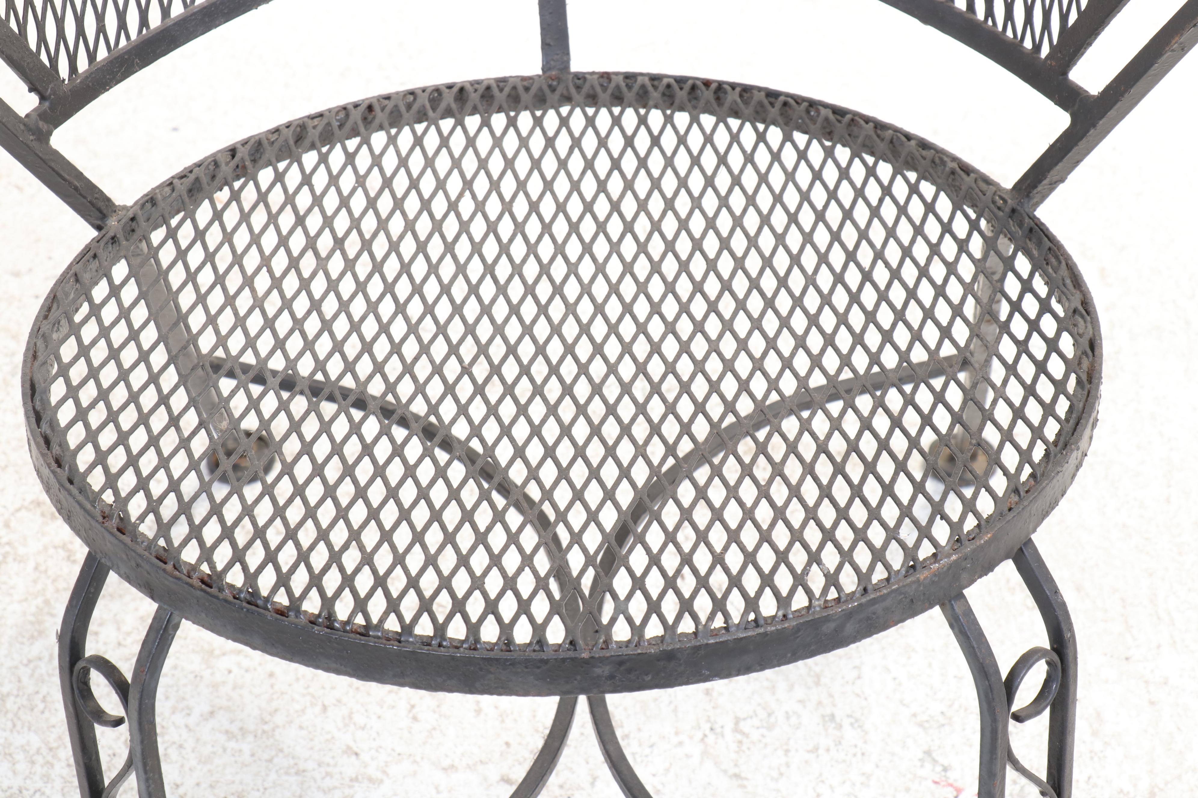 Seven-Piece Modernist Iron and Wire Mesh Patio Dining Set