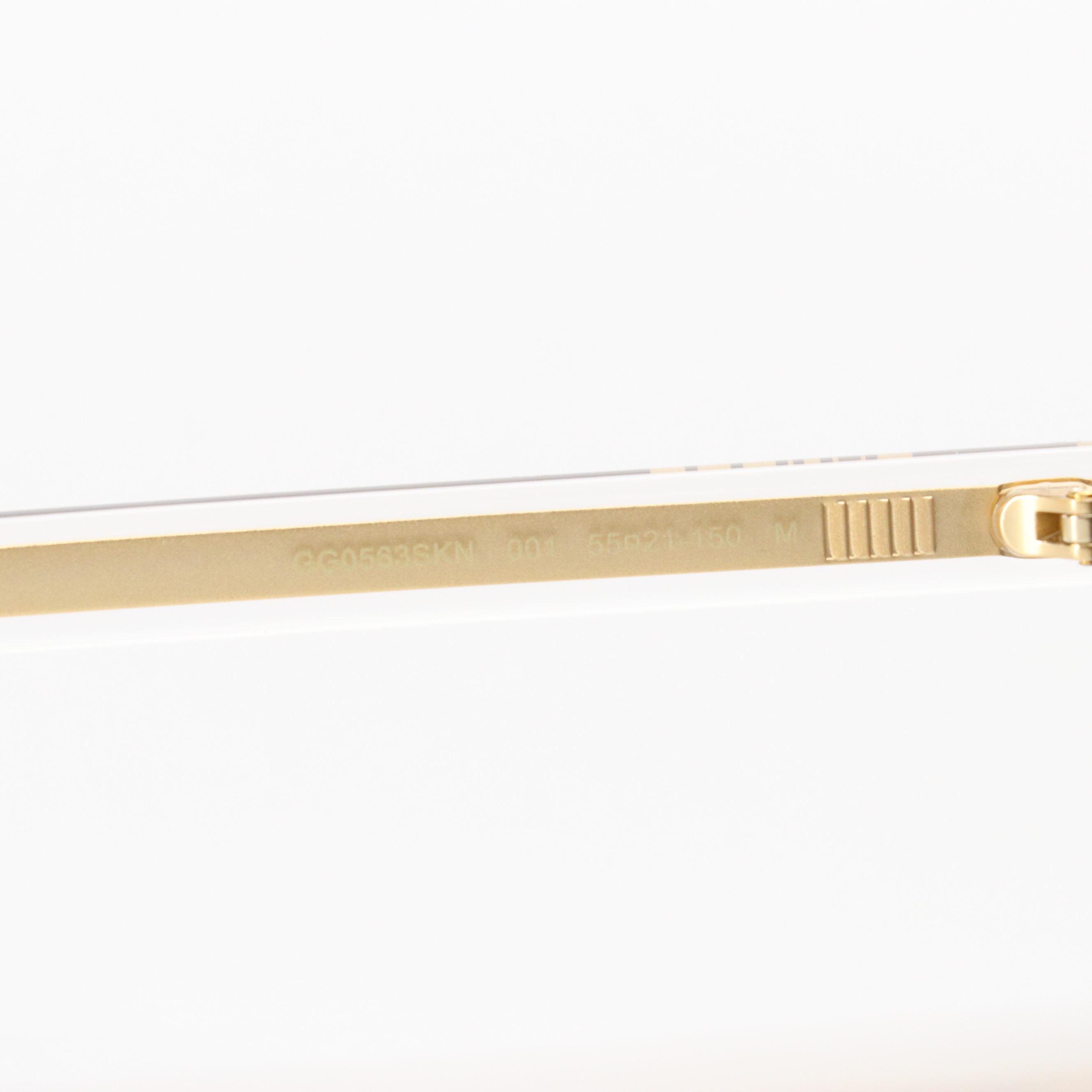 Gucci GG0563SKN 001 Black/Crystal/Grey Square Sunglasses in Case