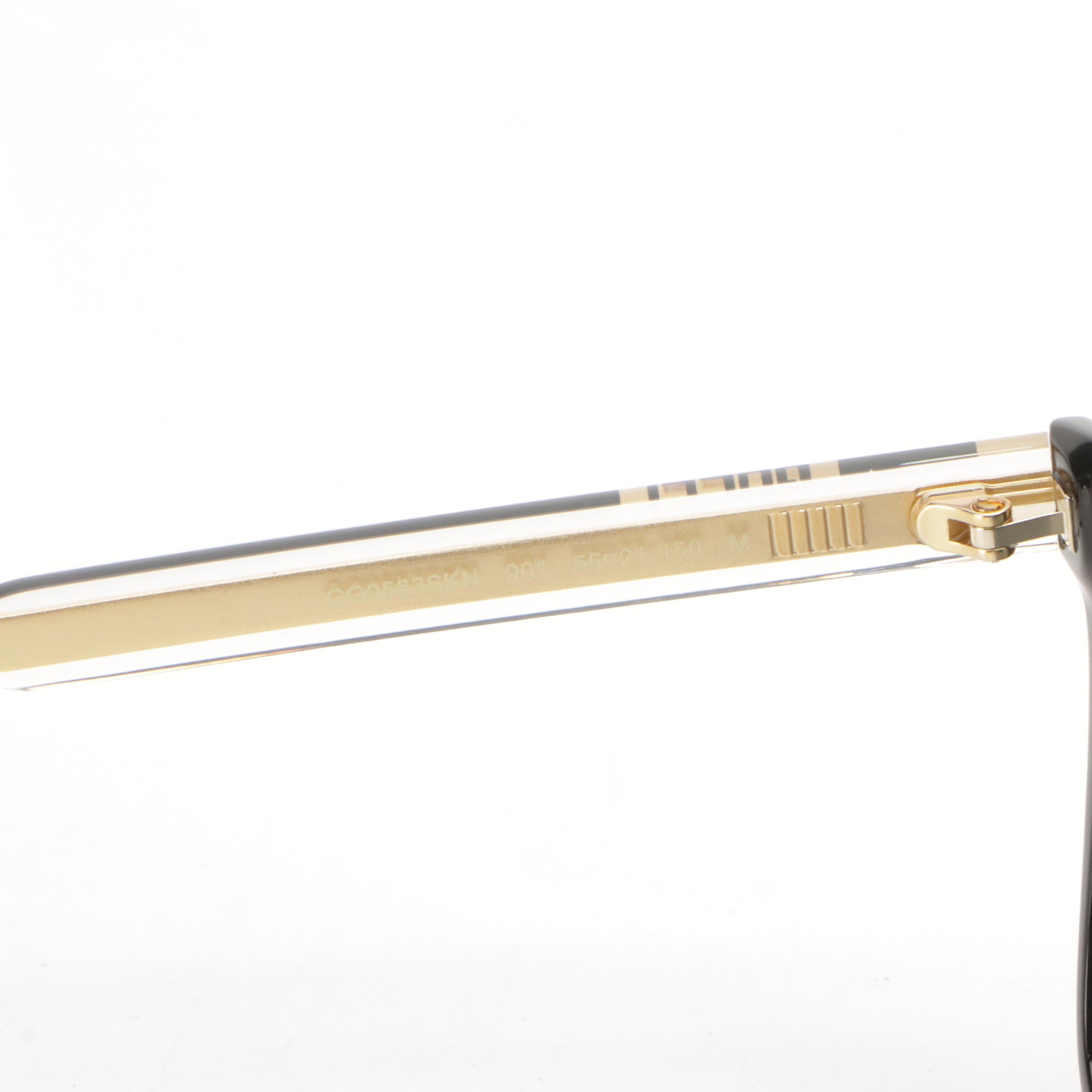 Gucci GG0563SKN 001 Black/Crystal/Grey Square Sunglasses in Case