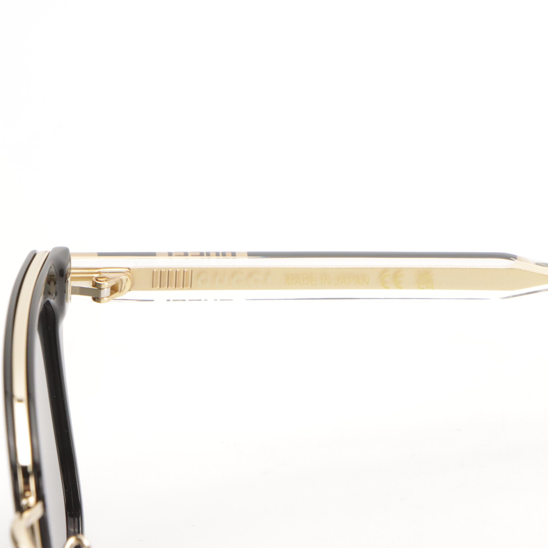 Gucci GG0563SKN 001 Black/Crystal/Grey Square Sunglasses in Case