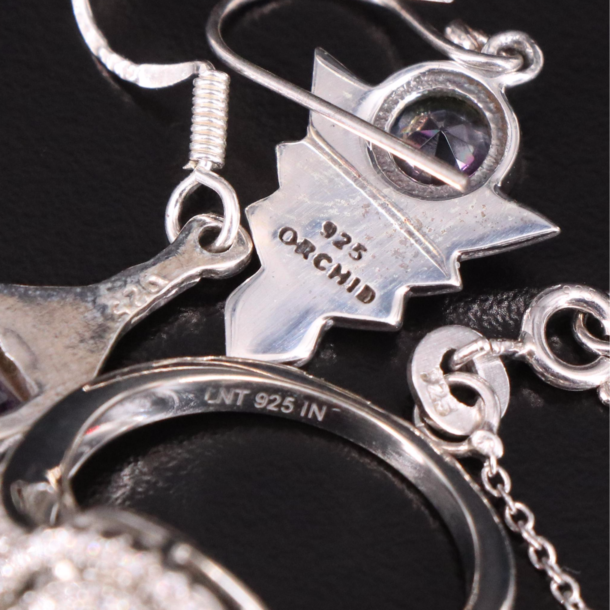 14 Assorted Sterling Silver Rings, Necklaces, Earrings, and Pendants