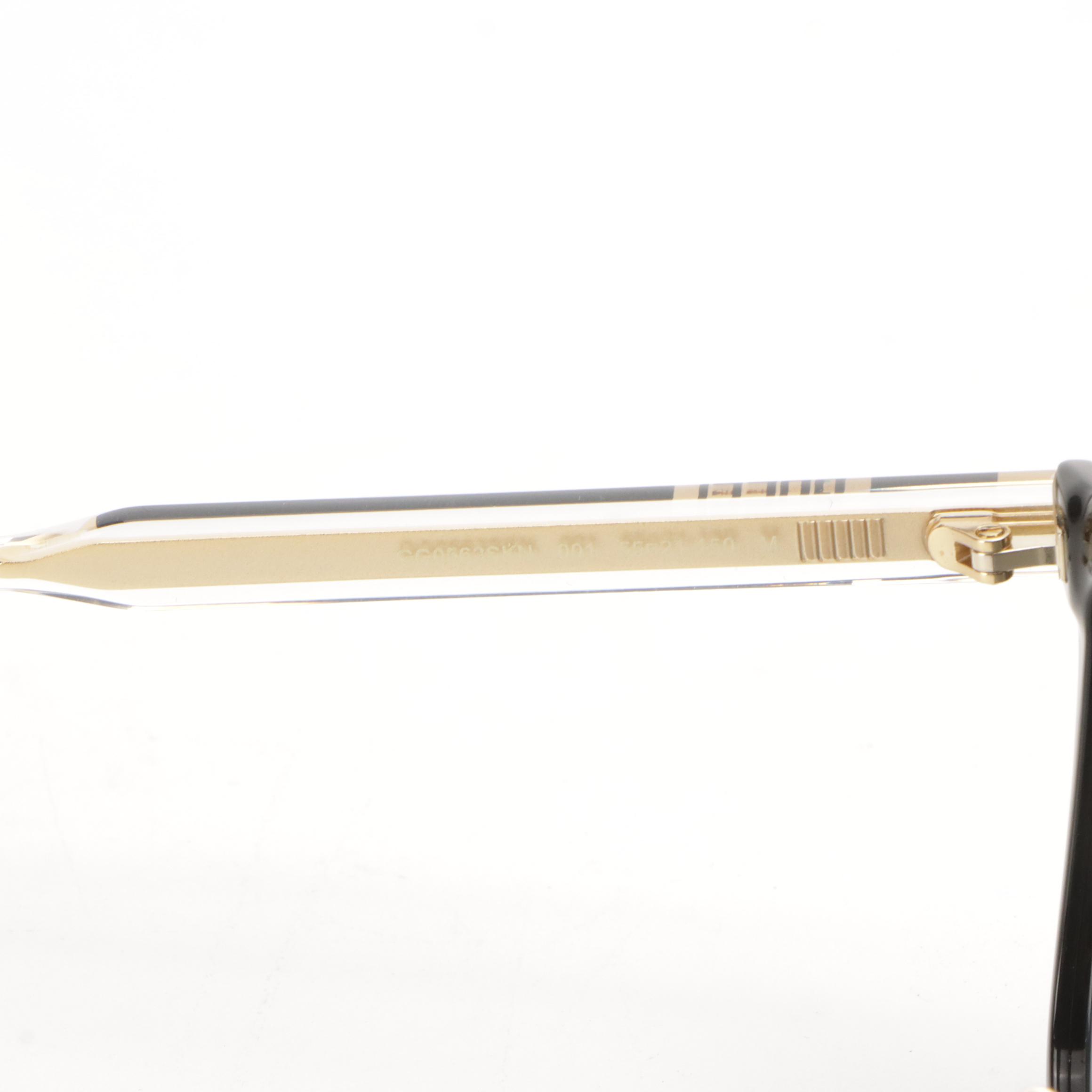 Gucci GG0563SKN 001 Black/Crystal/Grey Square Sunglasses in Case