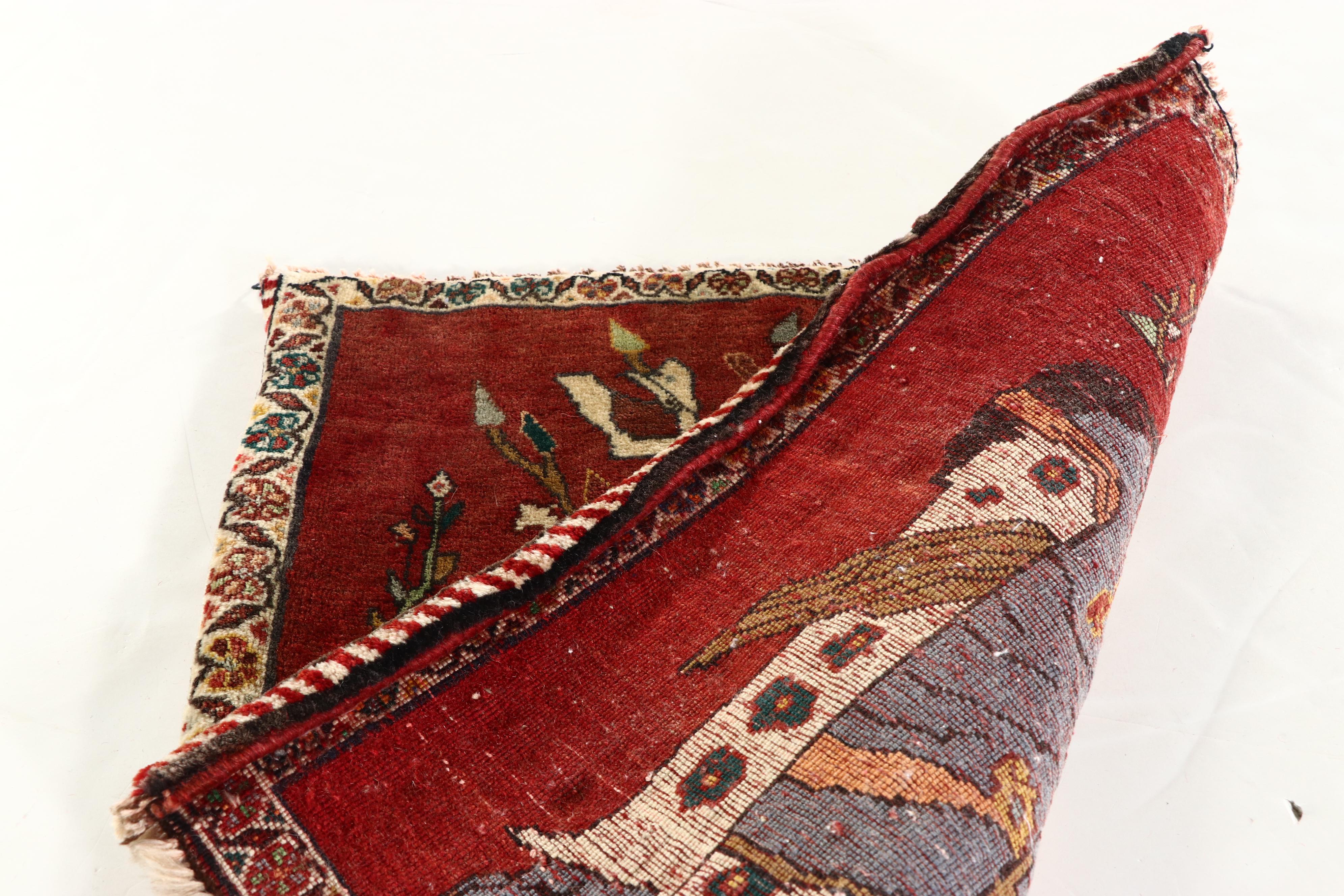 1'10 x 2' Hand-Knotted Northwest Persian Pictorial Floor Mat