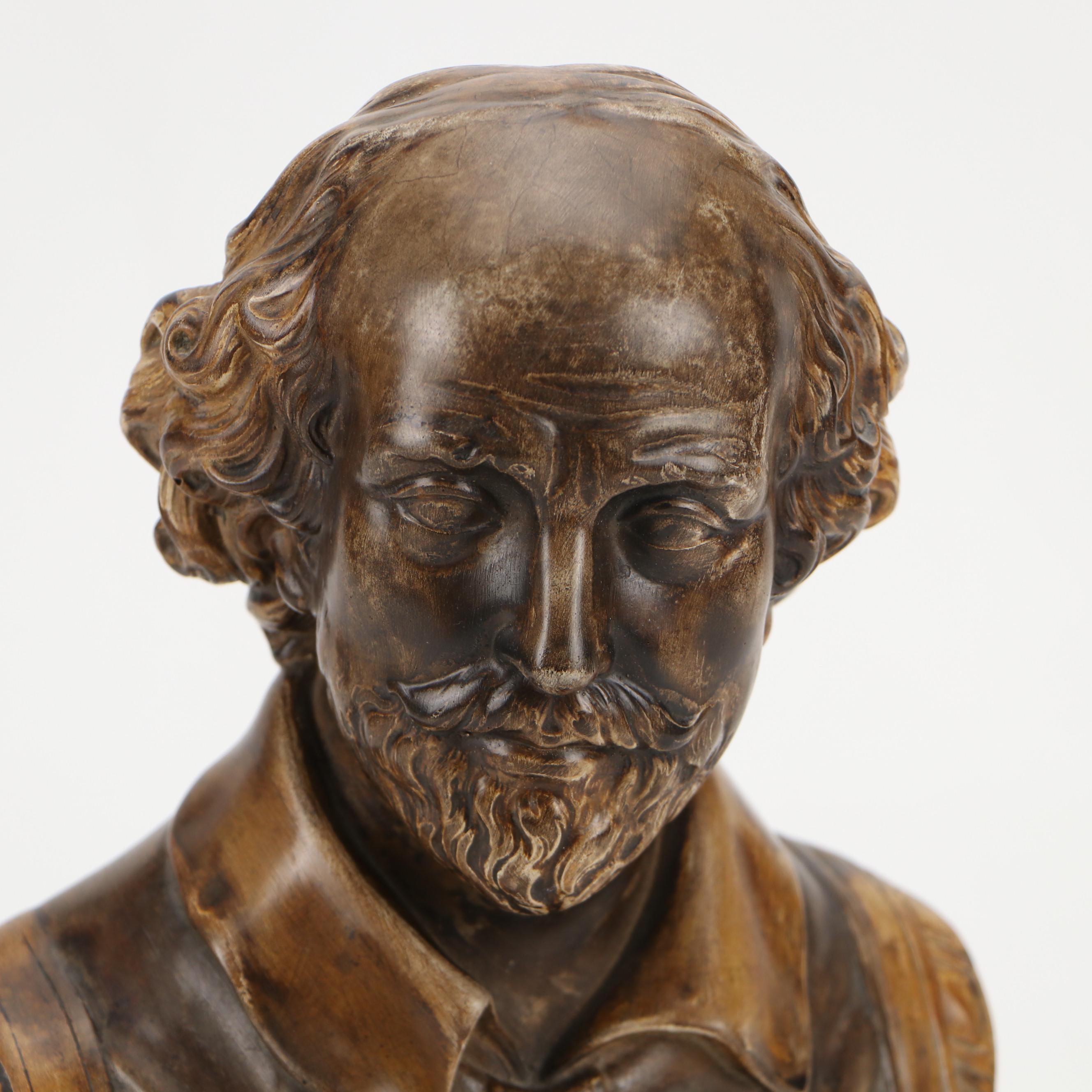 William Shakespeare Bronze Tone Chalkware Bust