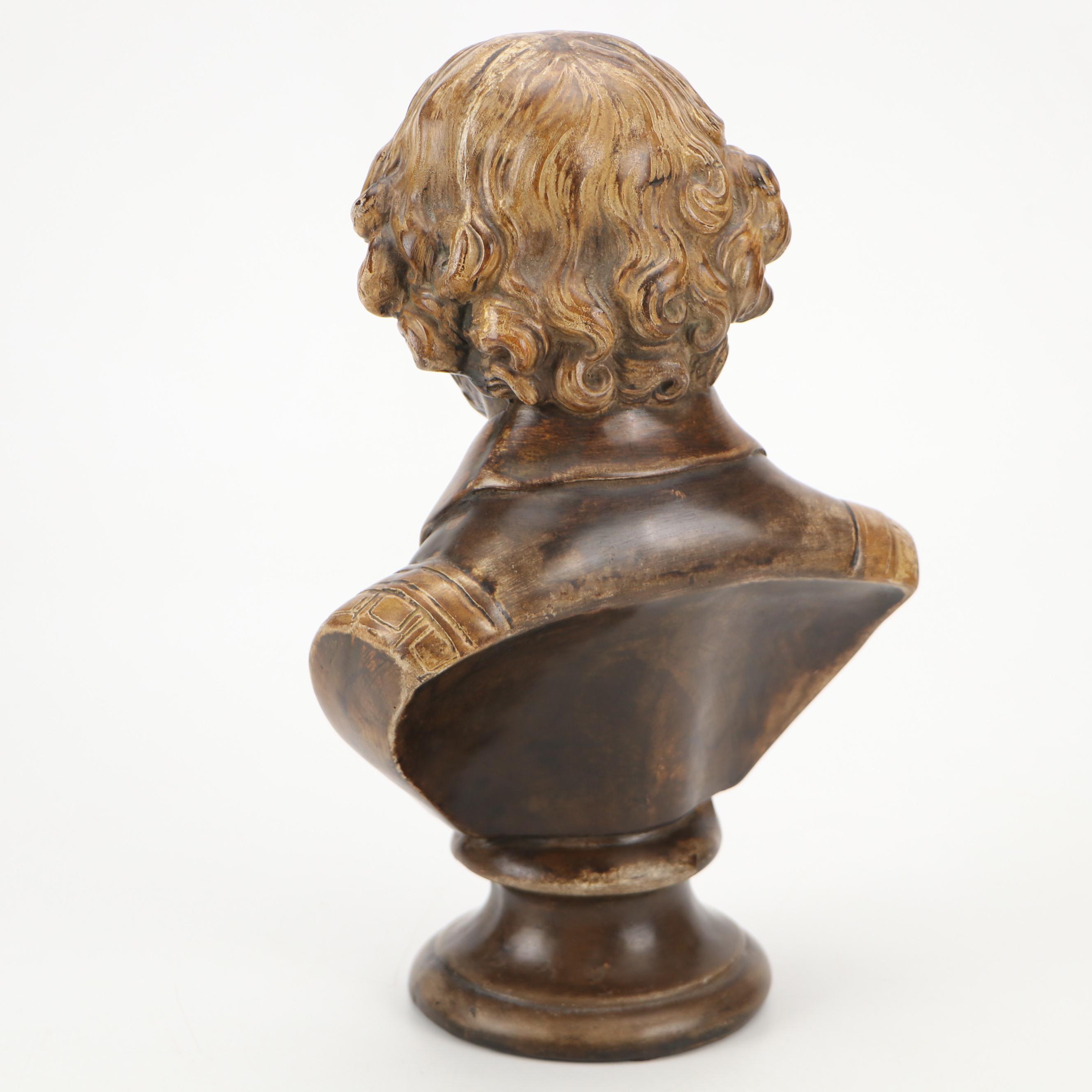 William Shakespeare Bronze Tone Chalkware Bust