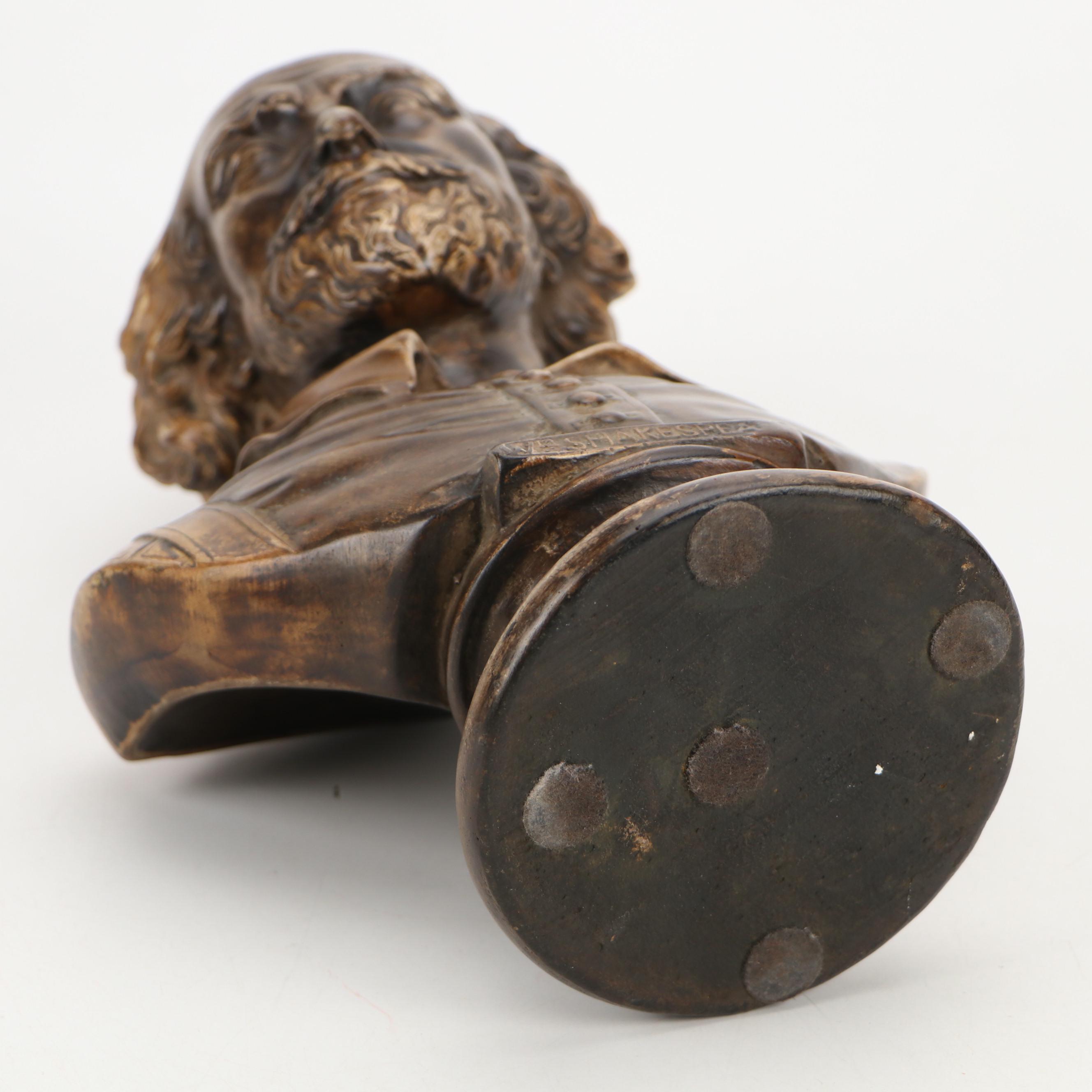 William Shakespeare Bronze Tone Chalkware Bust