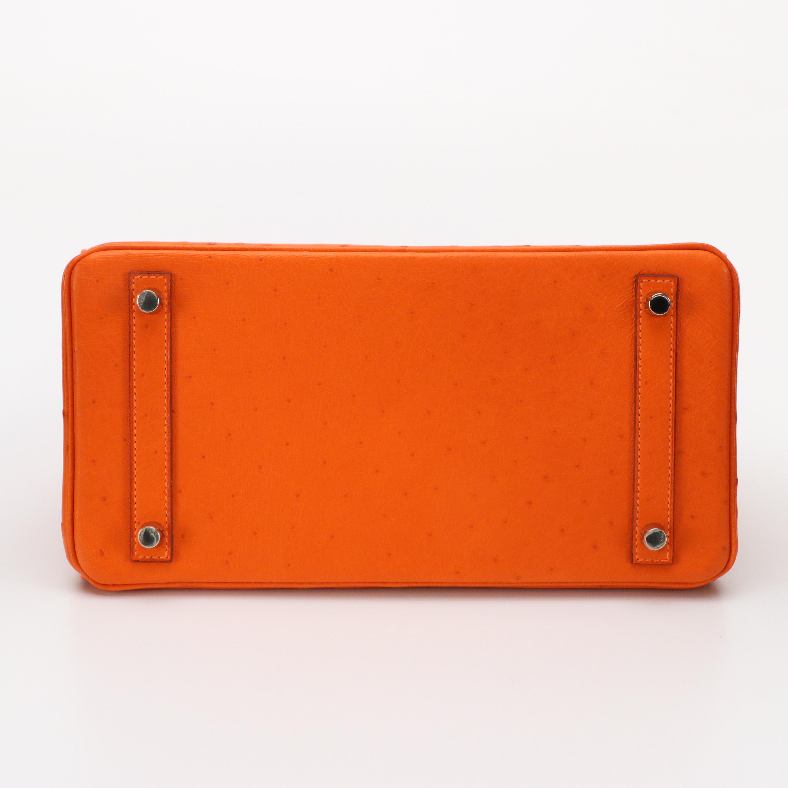 Hermès Birkin 30 PHW Satchel in Tangerine Ostrich Leather