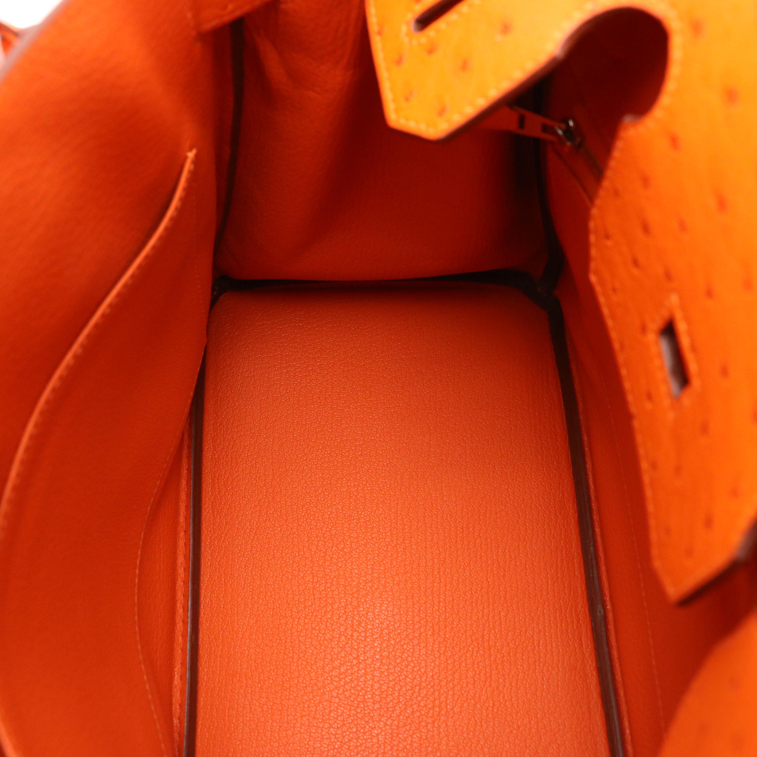 Hermès Birkin 30 PHW Satchel in Tangerine Ostrich Leather
