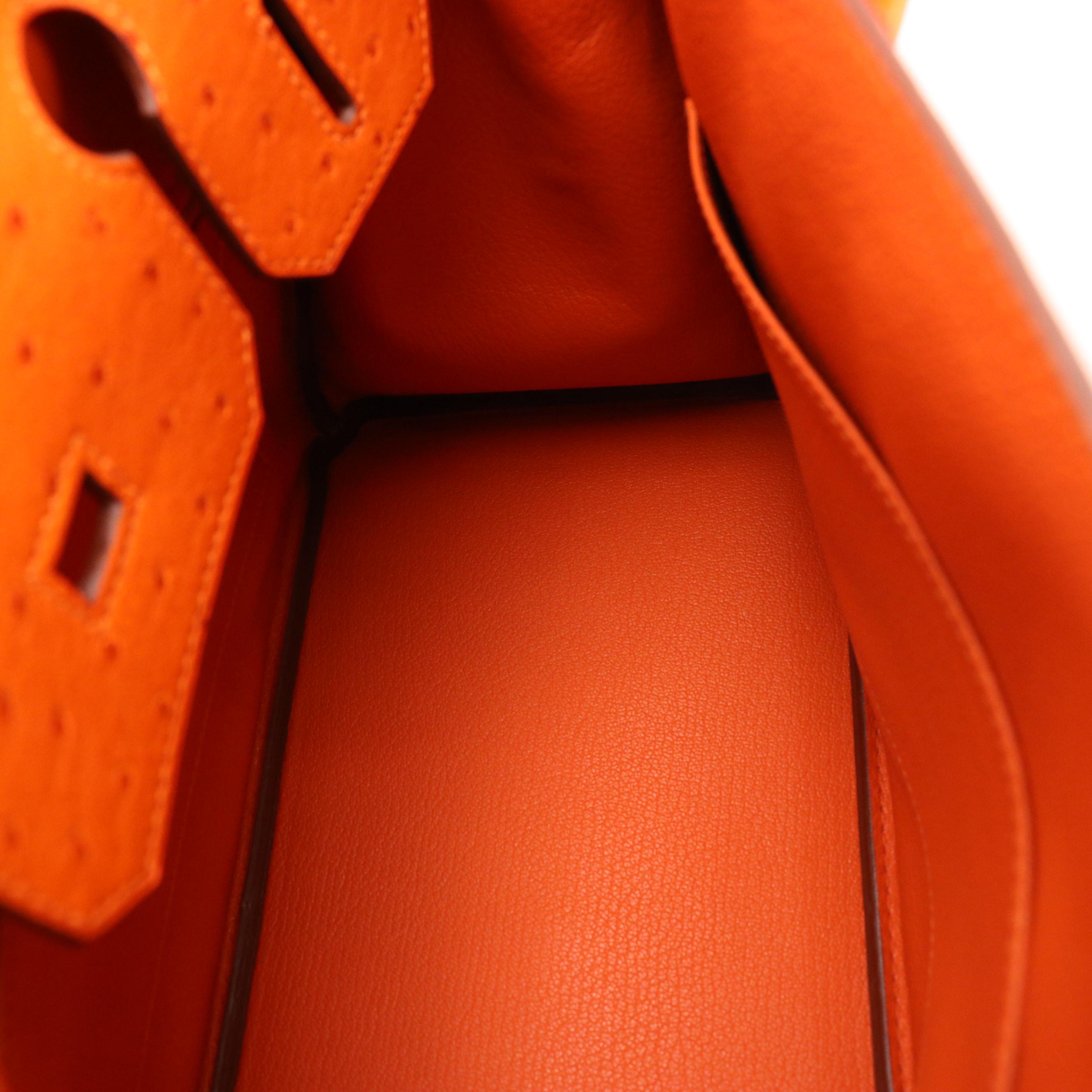 Hermès Birkin 30 PHW Satchel in Tangerine Ostrich Leather
