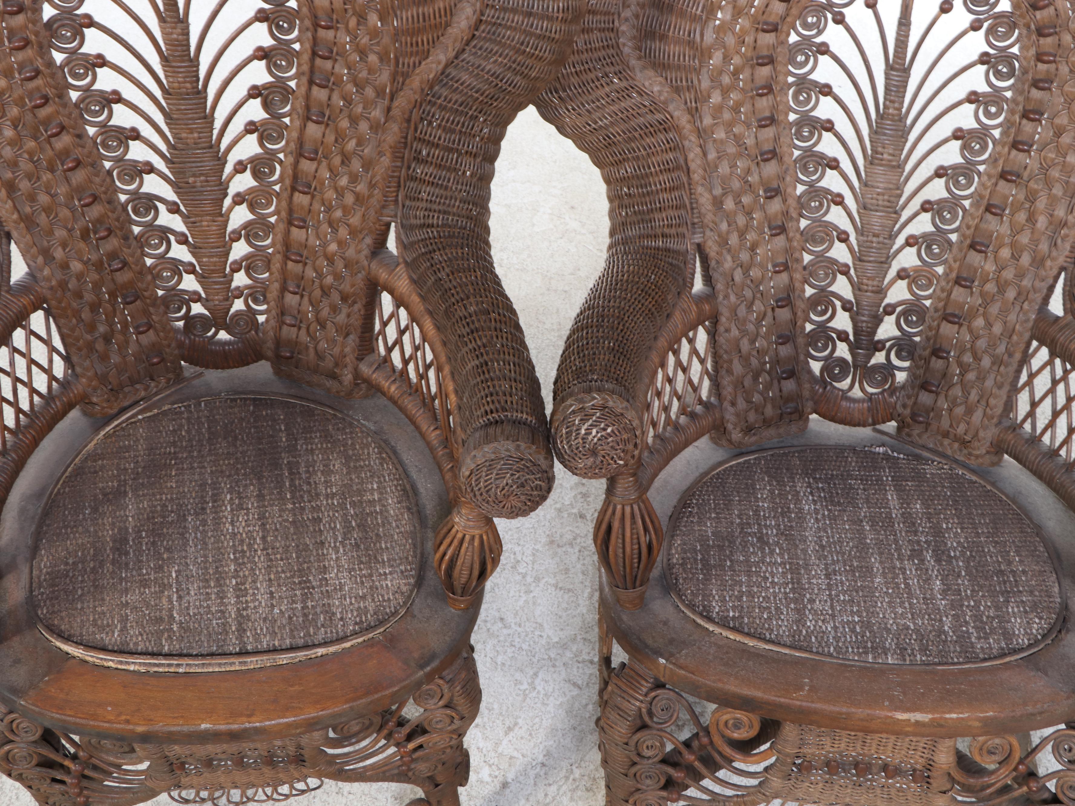 Victorian Style Wicker Rattan Patio Lounge Set, 20th Century