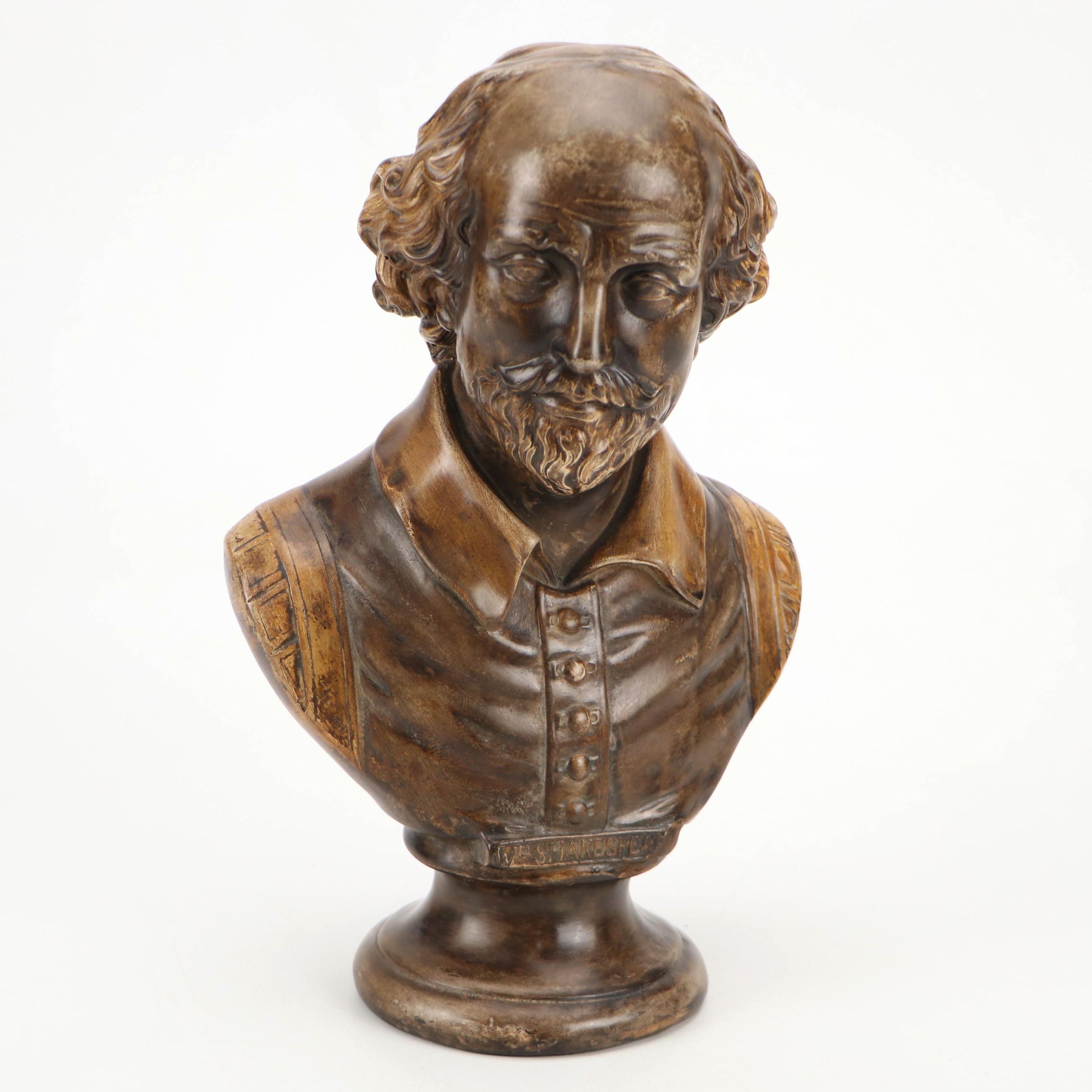 William Shakespeare Bronze Tone Chalkware Bust