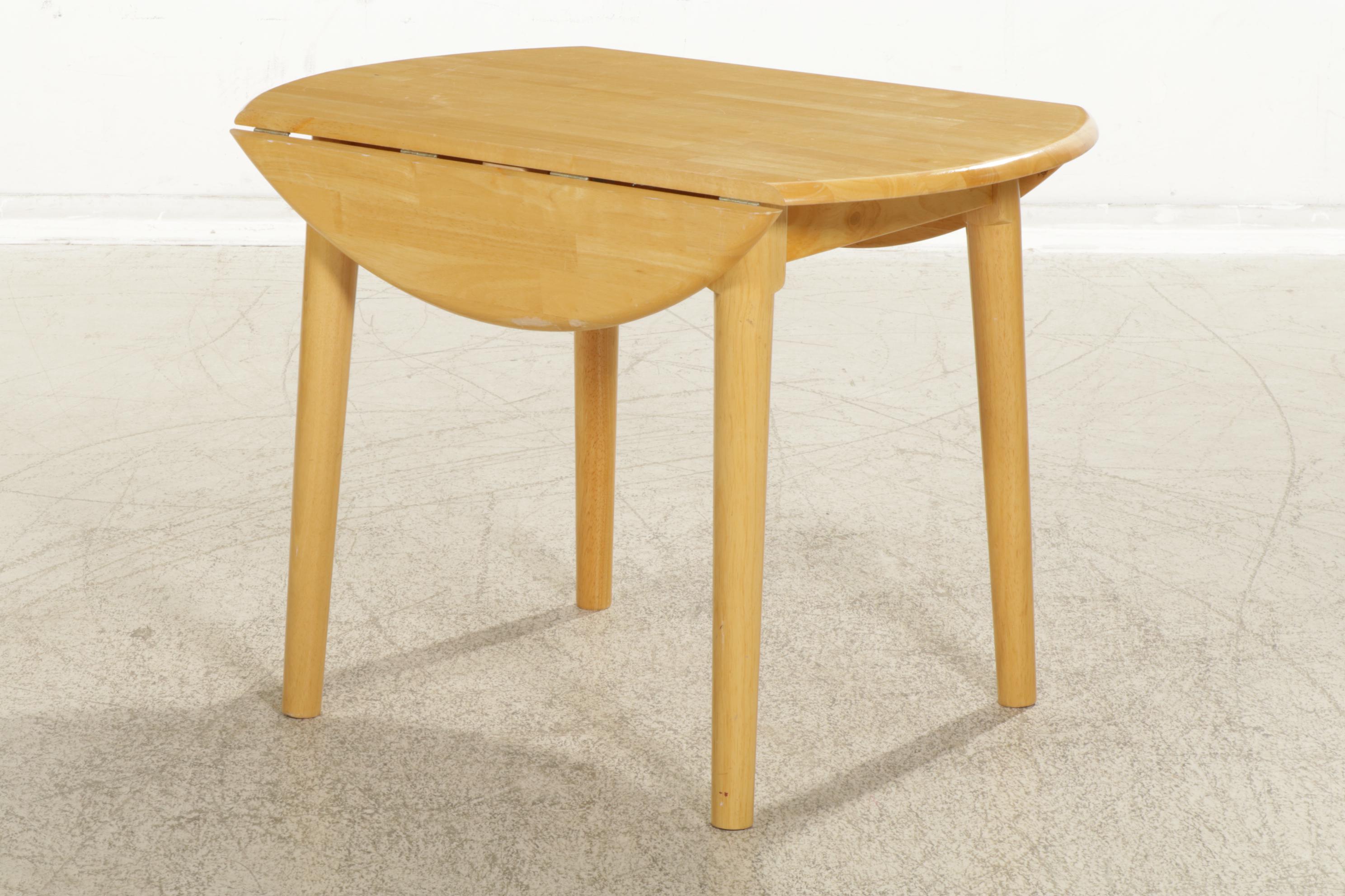 Wood Drop-Leaf Dining Table with Four Ladder Back Chairs, 21st Century