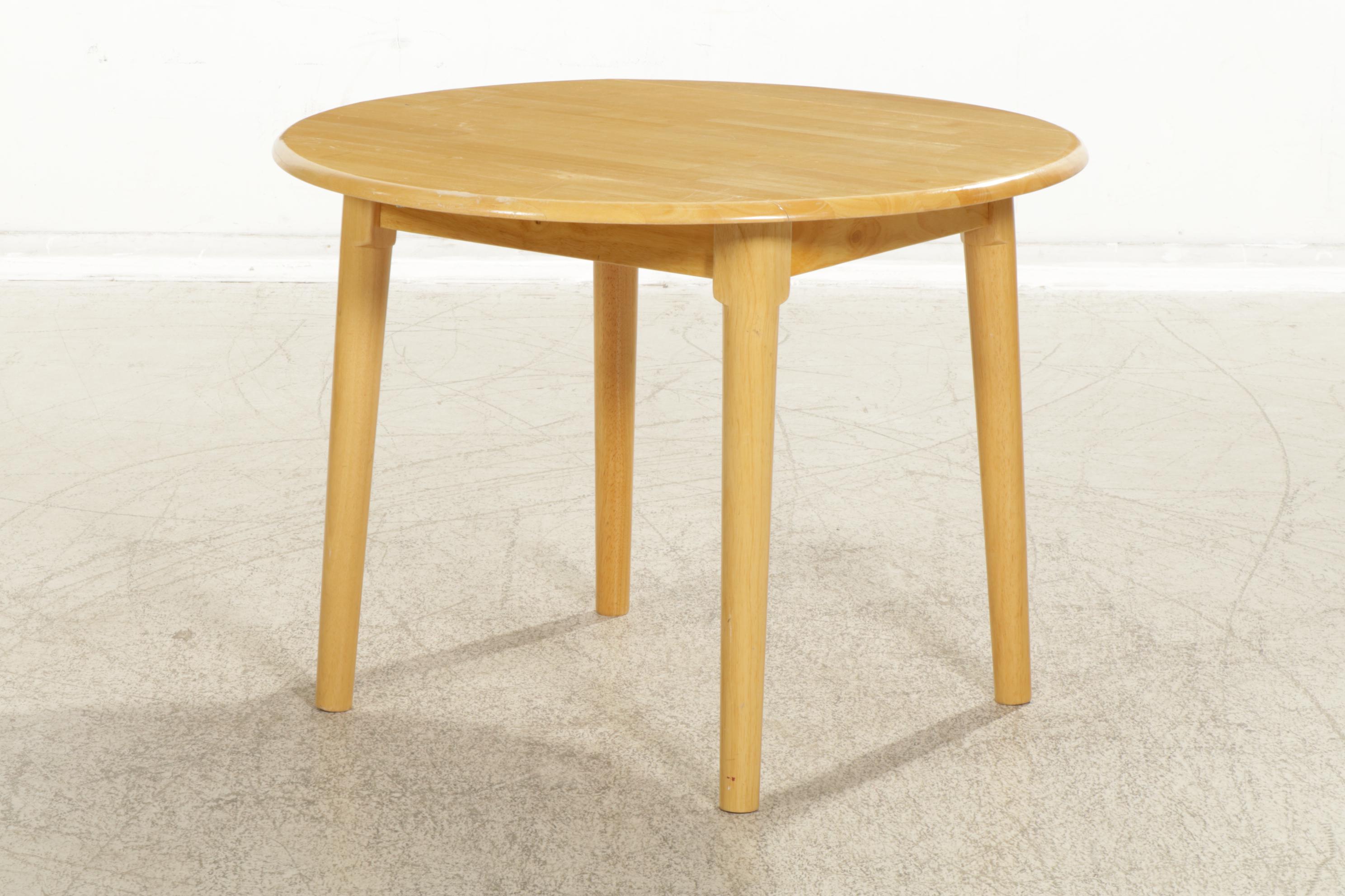 Wood Drop-Leaf Dining Table with Four Ladder Back Chairs, 21st Century