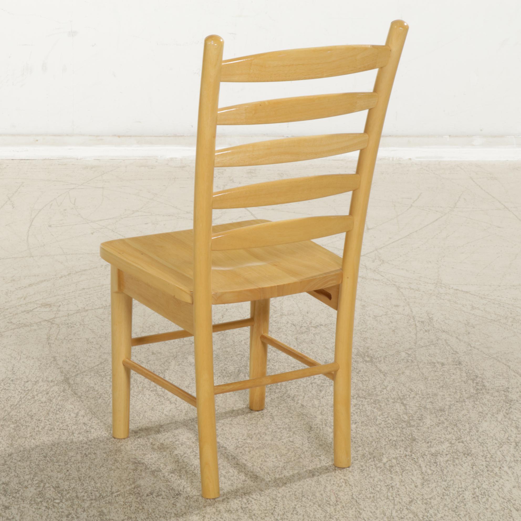 Wood Drop-Leaf Dining Table with Four Ladder Back Chairs, 21st Century