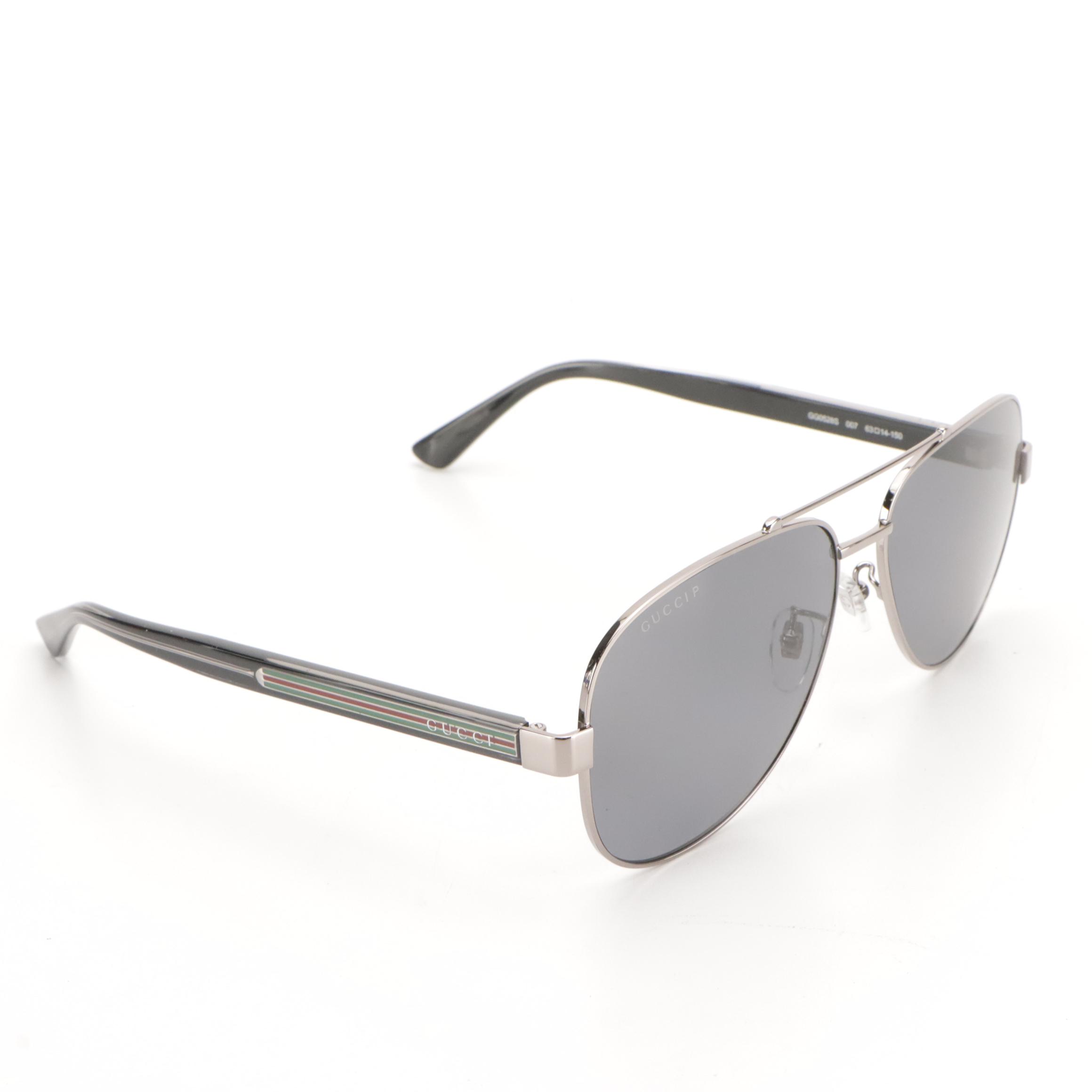 Gucci GG0528S 007 Polarized Pilot Sunglasses with Case