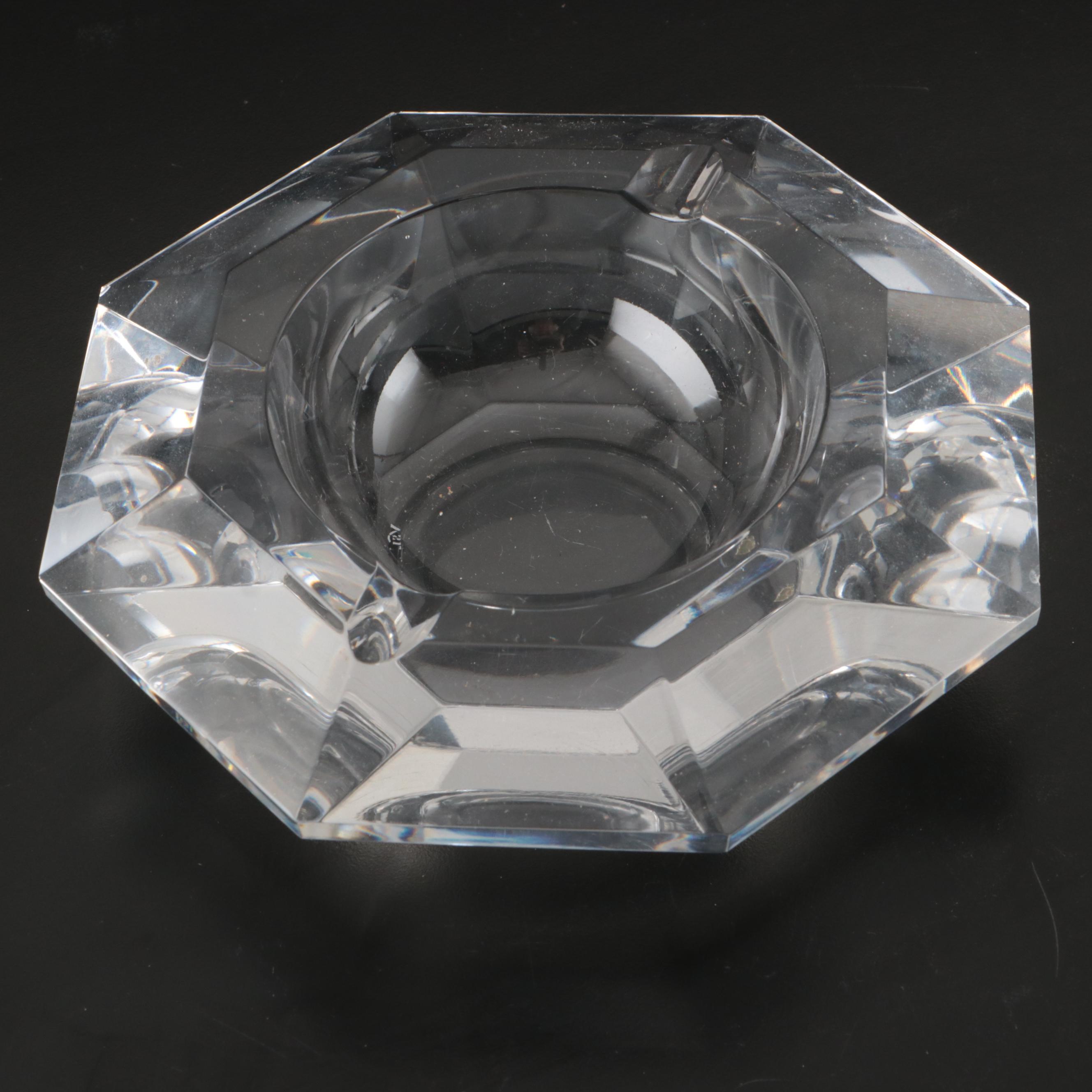 Val St. Lambert Octagonal Crystal Ashtrays, Mid to Late 20th Century
