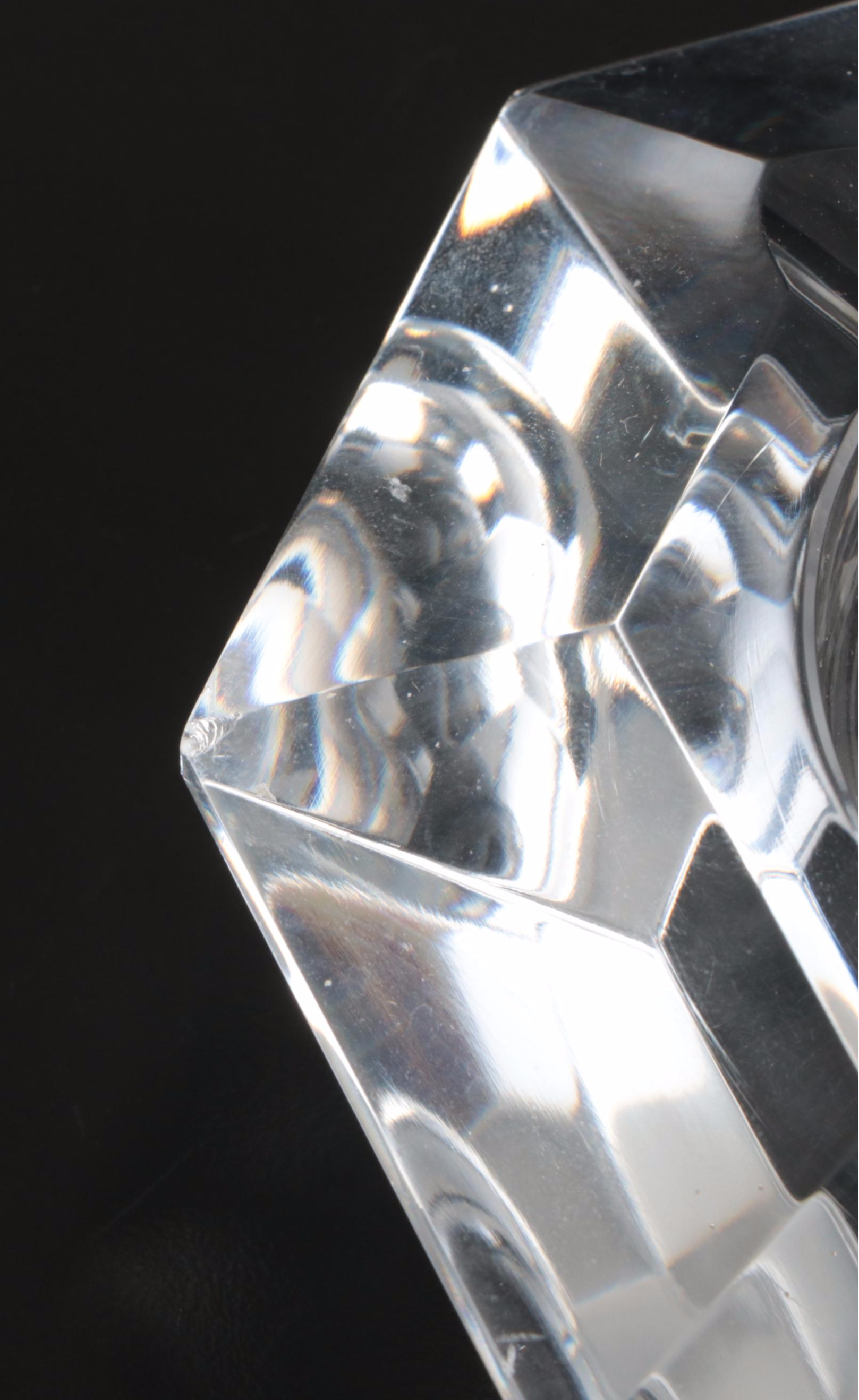 Val St. Lambert Octagonal Crystal Ashtrays, Mid to Late 20th Century