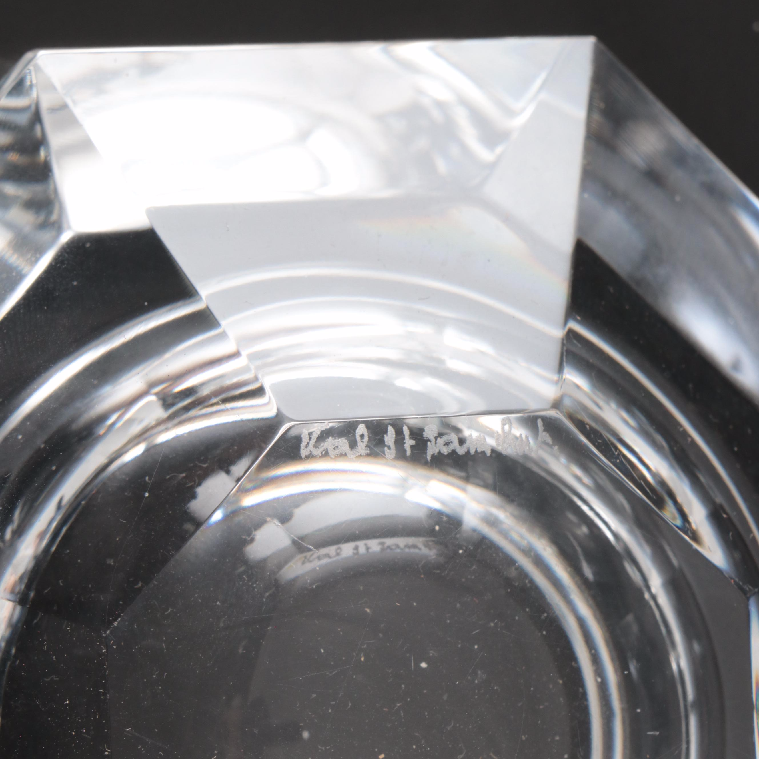 Val St. Lambert Octagonal Crystal Ashtrays, Mid to Late 20th Century
