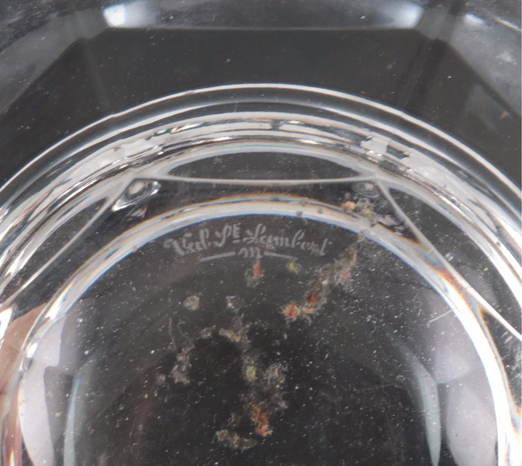 Val St. Lambert Octagonal Crystal Ashtrays, Mid to Late 20th Century