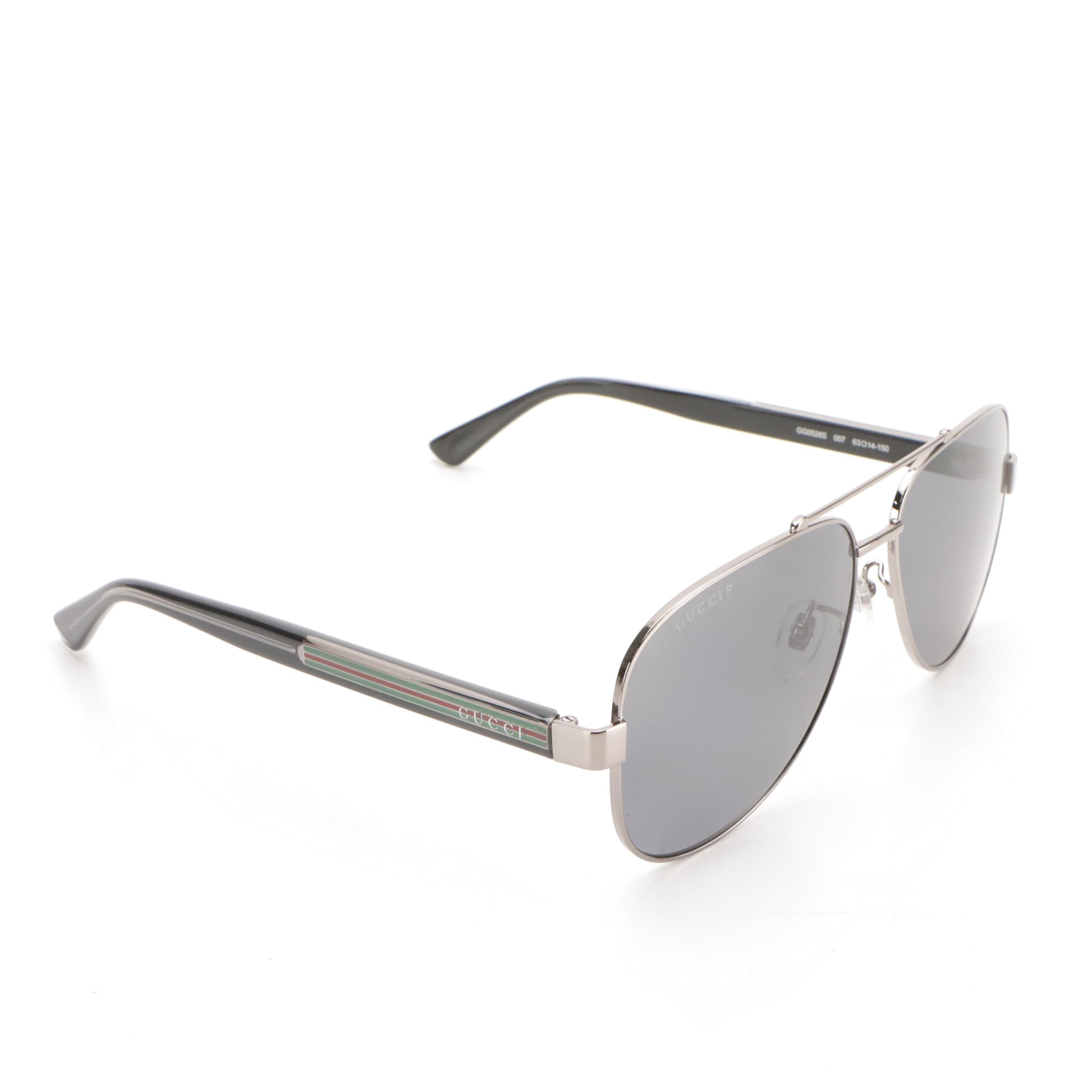 Gucci GG0528S 007 Polarized Pilot Sunglasses with Case