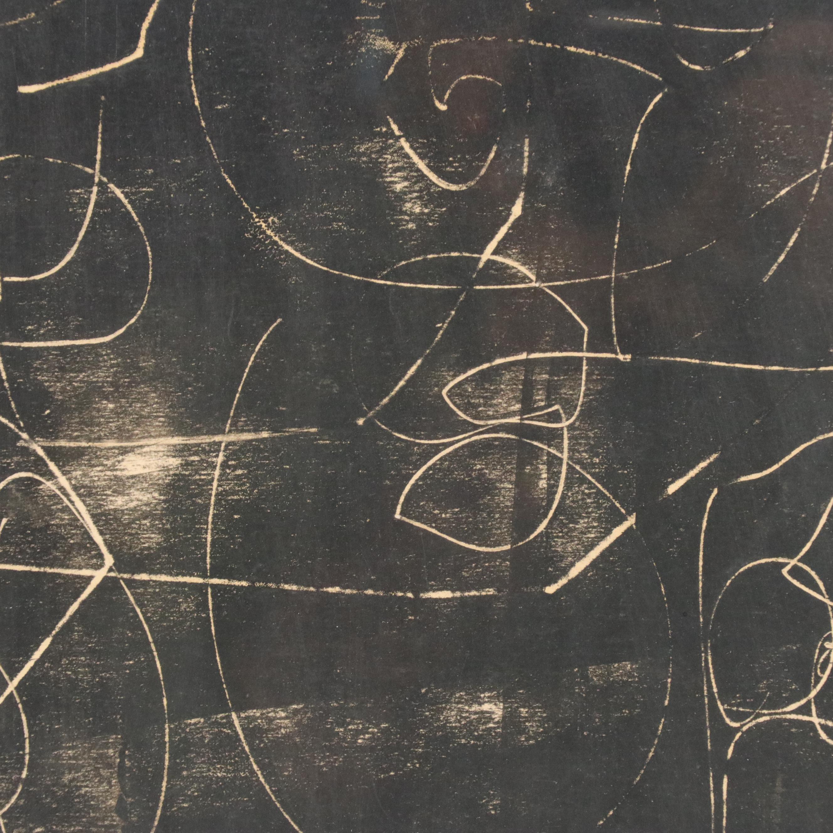 Jacques Gabriel Modernist Geometric Sgraffito Monoprint "48 écriture"