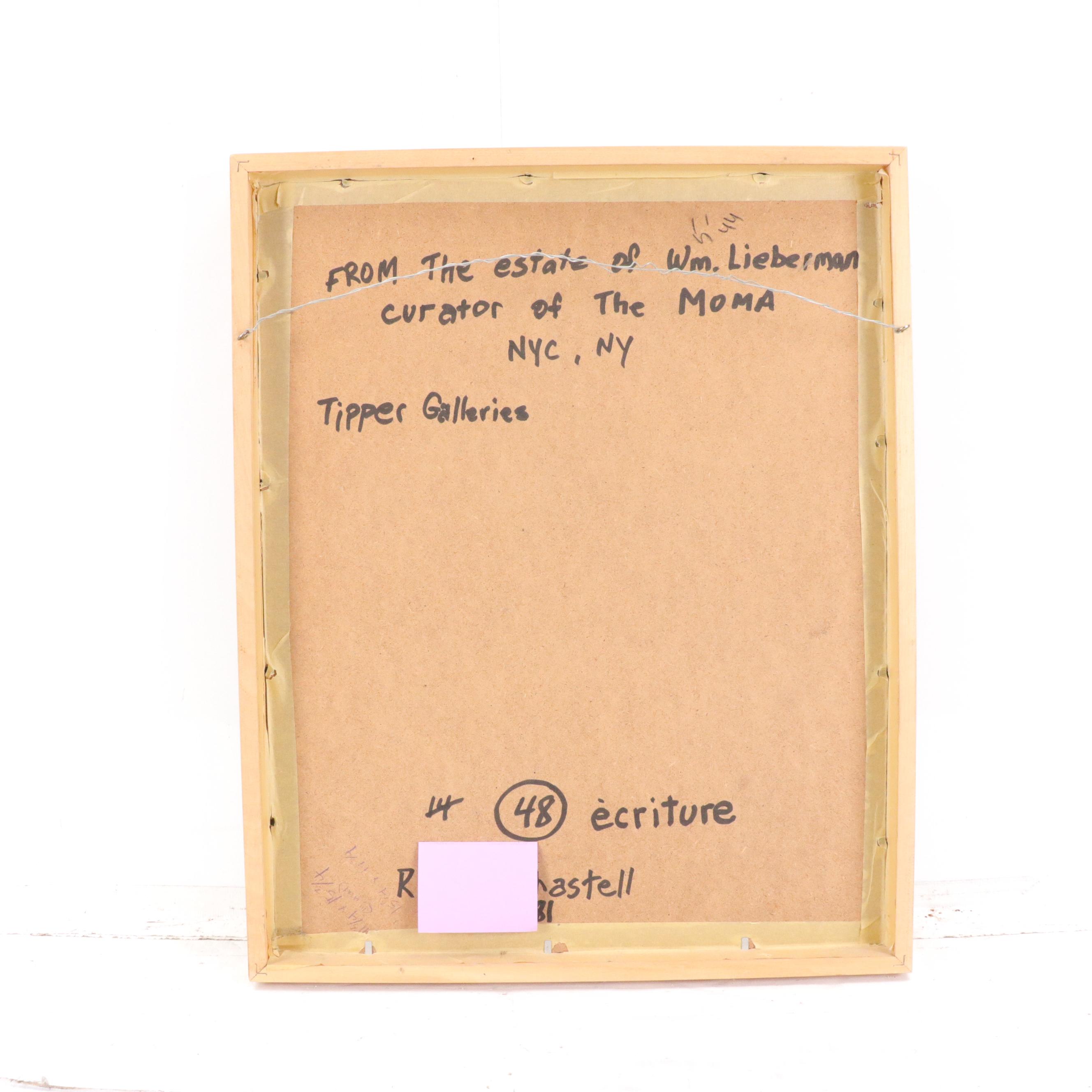 Jacques Gabriel Modernist Geometric Sgraffito Monoprint "48 écriture"