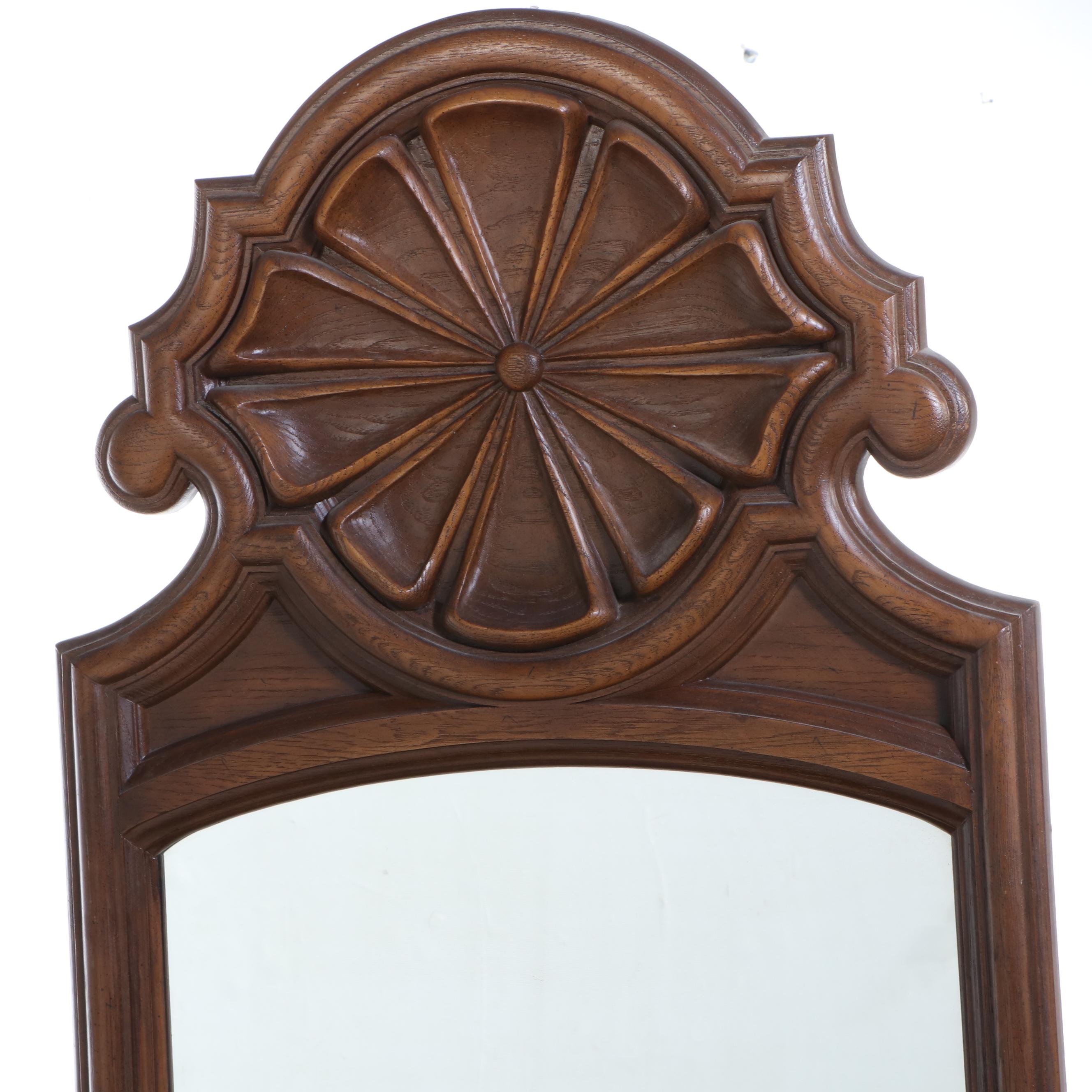 Spanish Baroque Style Carved Oak Dresser with Mirror, Mid to Late 20th Century