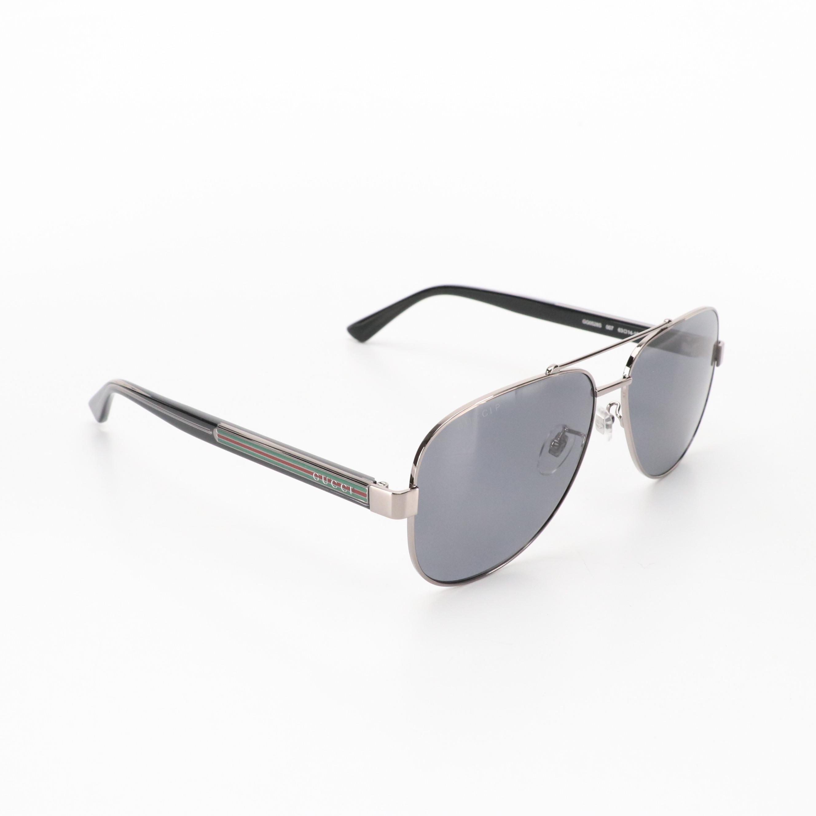 Gucci GG0528S 007 Polarized Pilot Sunglasses with Case