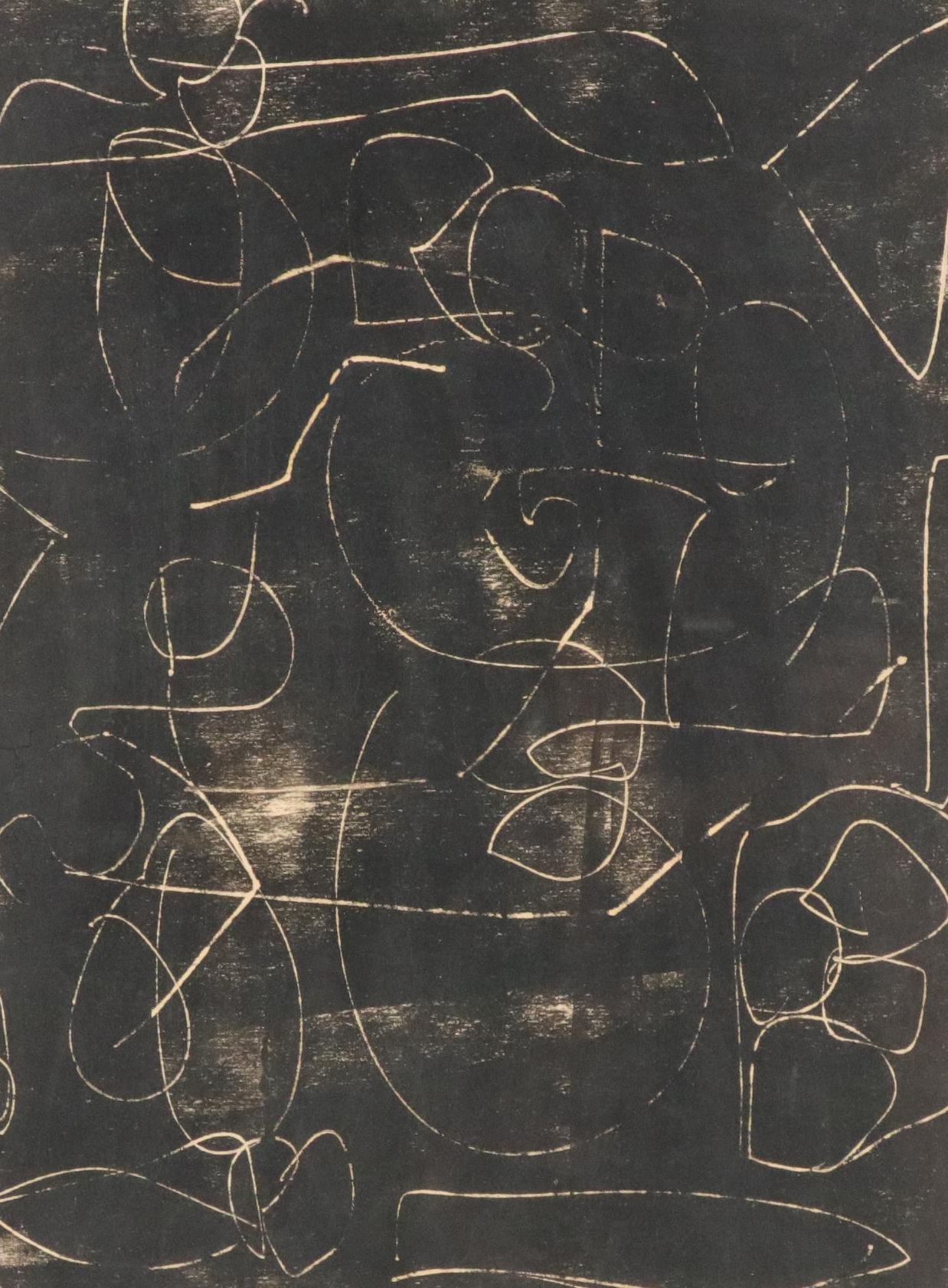 Jacques Gabriel Modernist Geometric Sgraffito Monoprint "48 écriture"