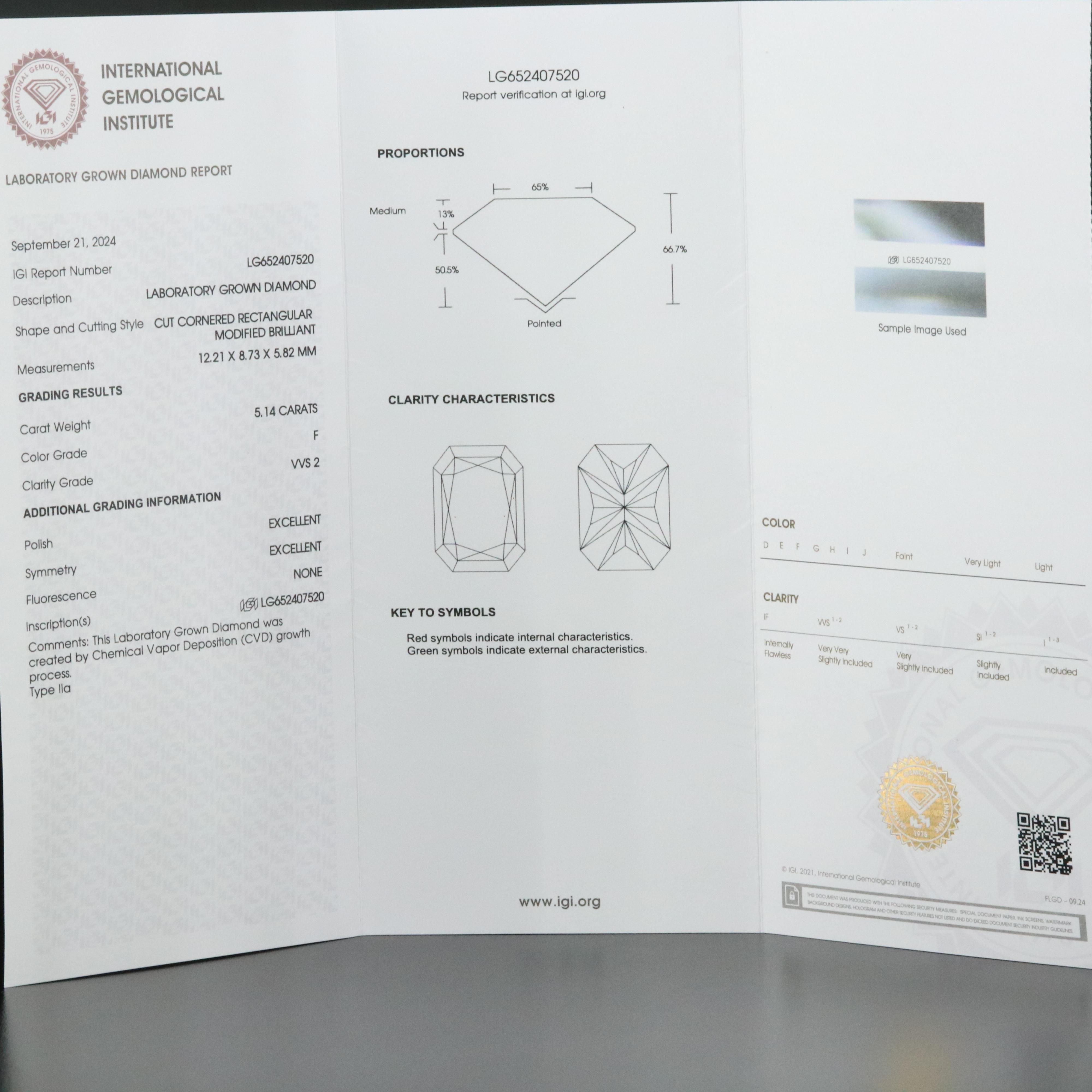 14K 5.71 CTW Lab Grown Diamond Ring with IGI Report
