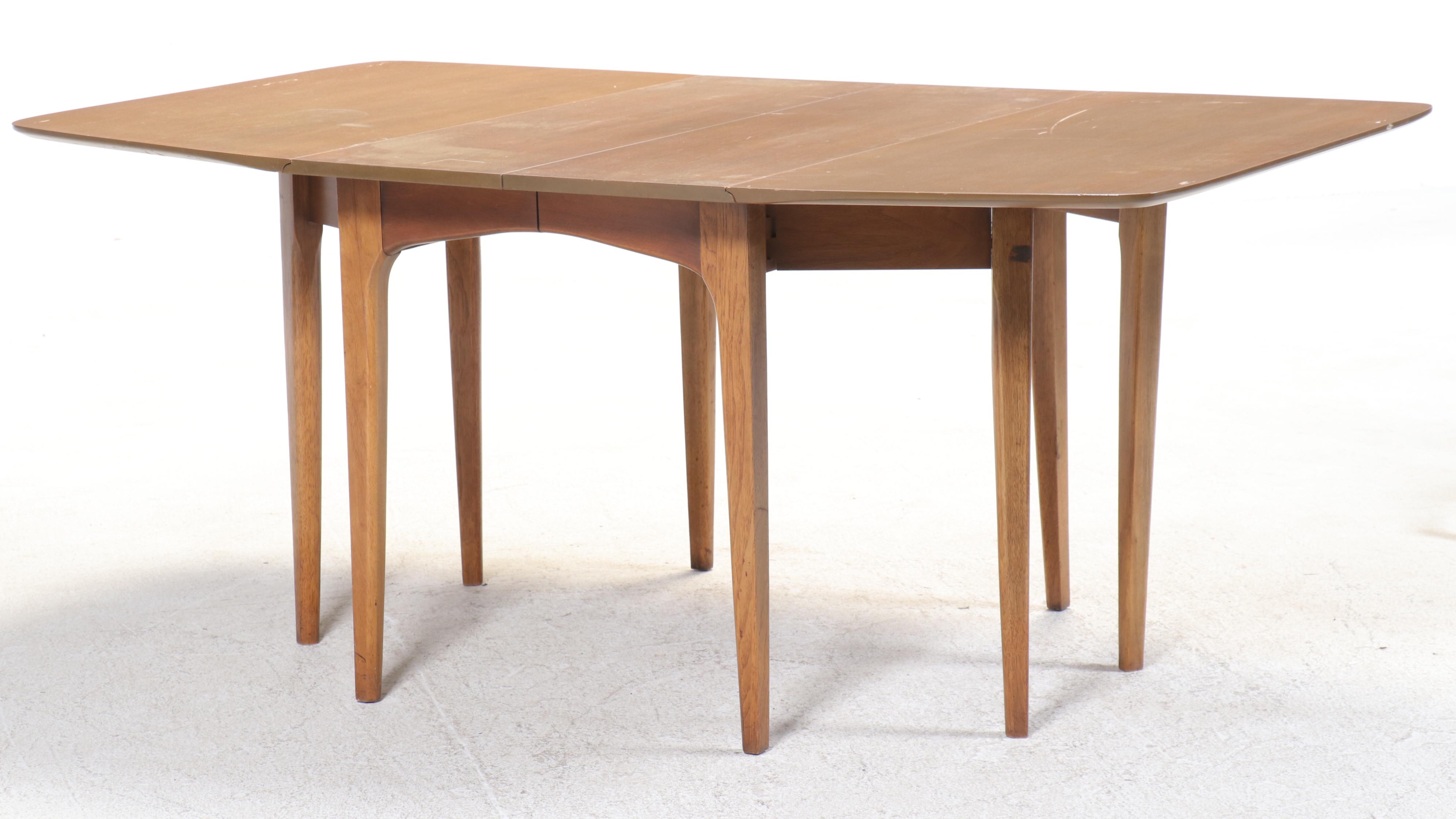 Drexel "Profile" Mid Century Modern Walnut Extending Drop-Leaf Dining Table