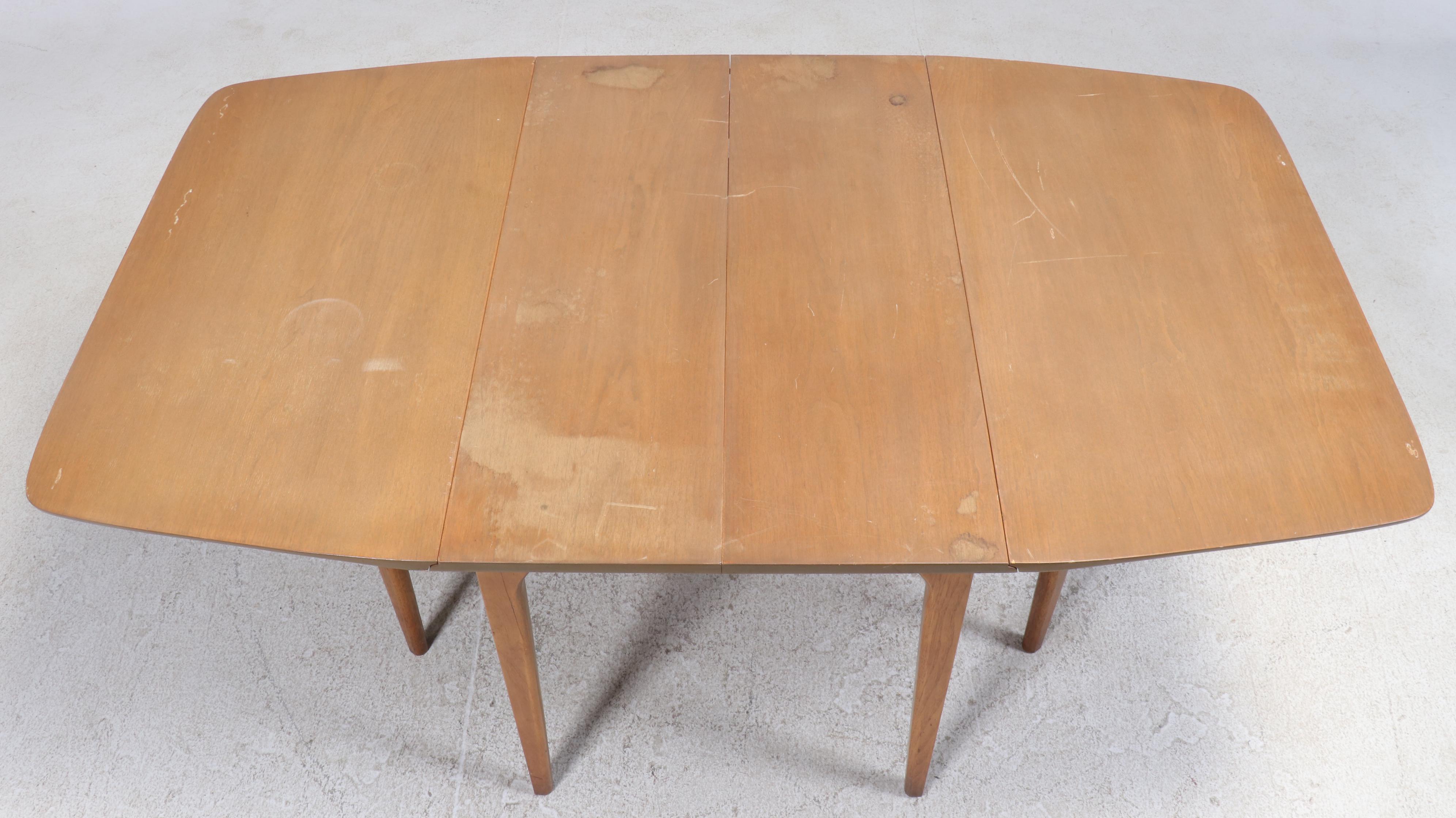 Drexel "Profile" Mid Century Modern Walnut Extending Drop-Leaf Dining Table