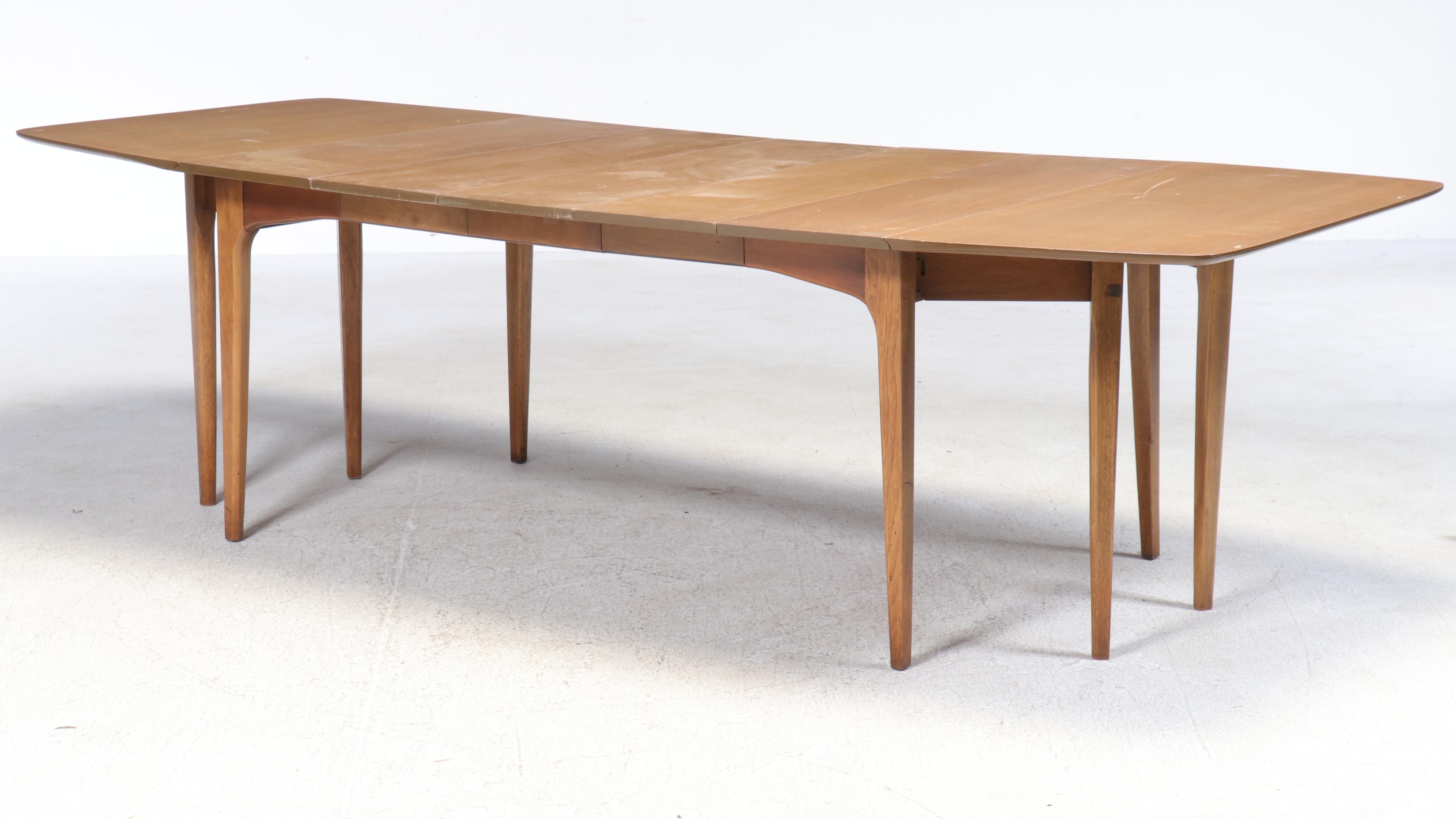 Drexel "Profile" Mid Century Modern Walnut Extending Drop-Leaf Dining Table