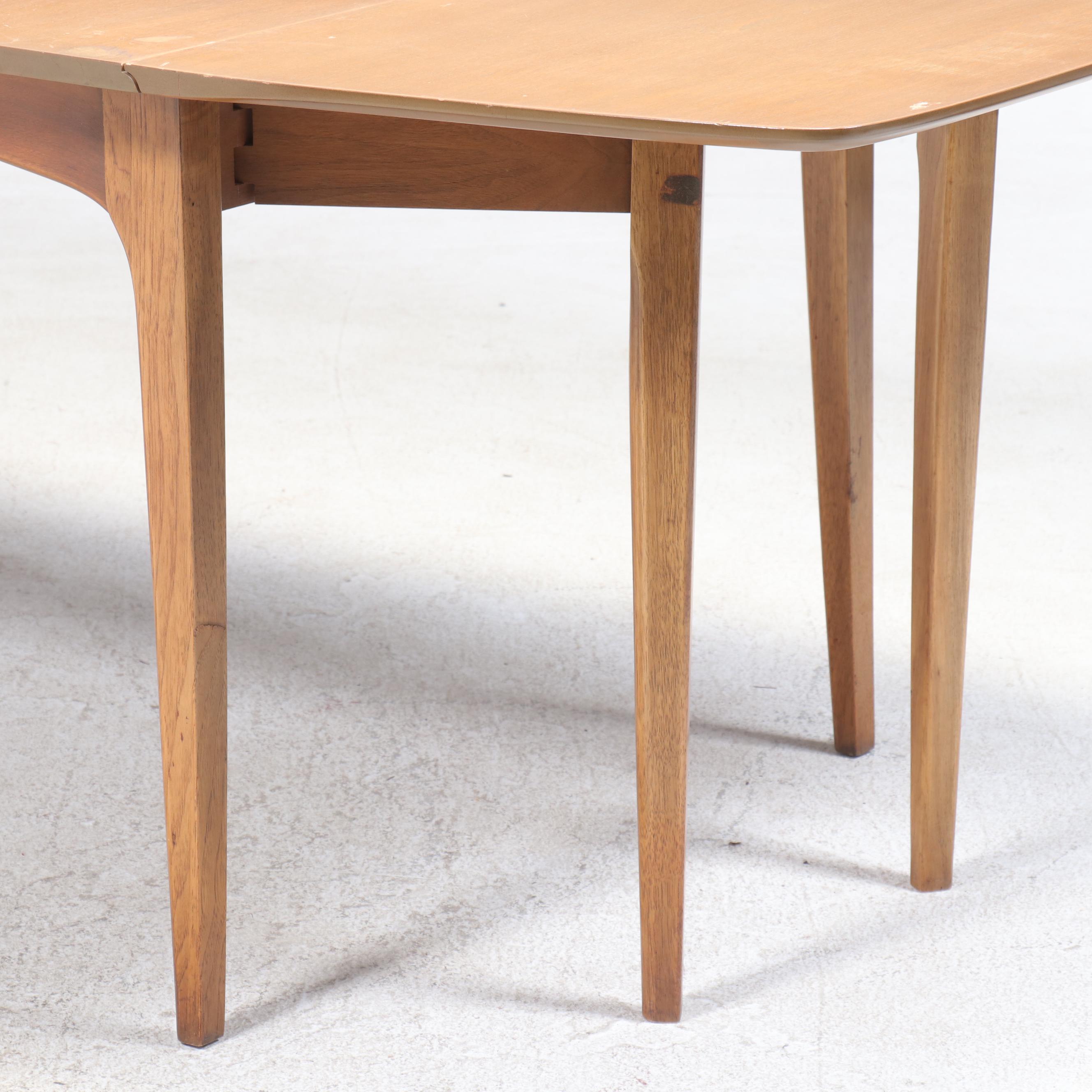 Drexel "Profile" Mid Century Modern Walnut Extending Drop-Leaf Dining Table